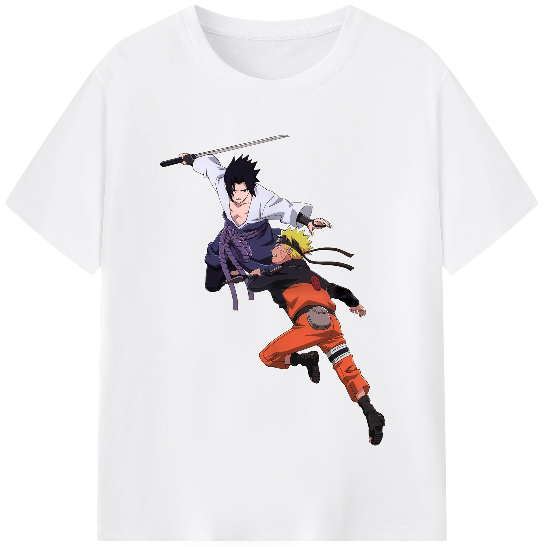 （画像用） NARUTO -ナルト- うちは サスケ Uchiha Sasuke 綿100％半袖Tシャツ（フロントプリント）