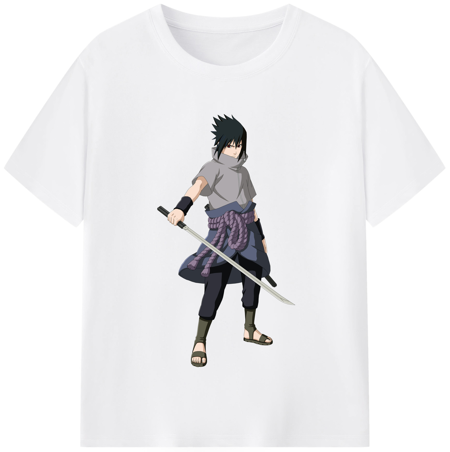 （画像用） NARUTO -ナルト- うちは サスケ Uchiha Sasuke 綿100％半袖Tシャツ（フロントプリント）