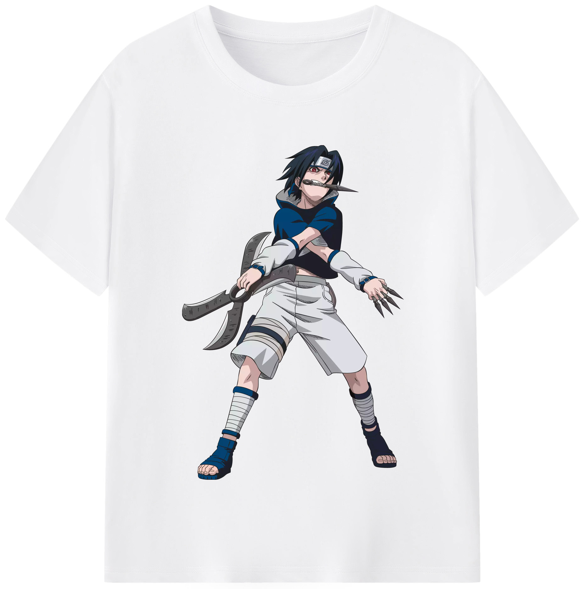 （画像用） NARUTO -ナルト- うちは サスケ Uchiha Sasuke 綿100％半袖Tシャツ（フロントプリント）