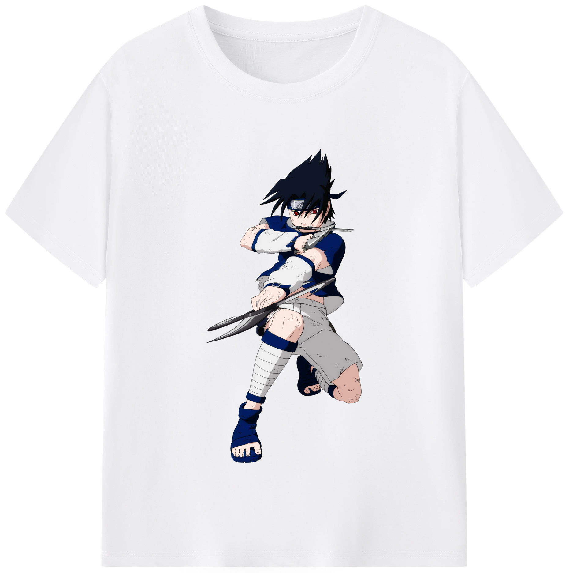 （画像用） NARUTO -ナルト- うちは サスケ Uchiha Sasuke 綿100％半袖Tシャツ（フロントプリント）