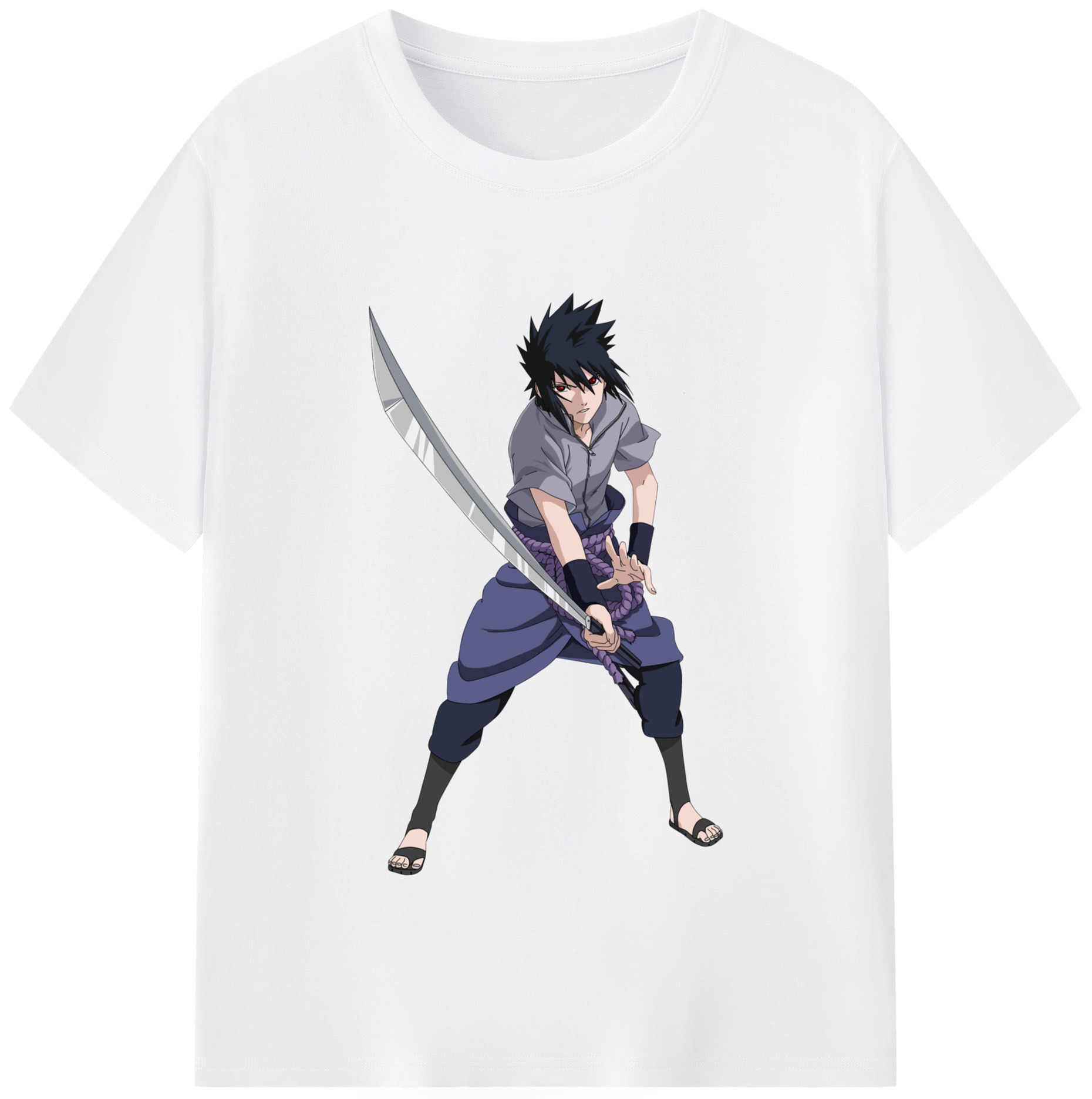 （画像用） NARUTO -ナルト- うちは サスケ Uchiha Sasuke 綿100％半袖Tシャツ（フロントプリント）