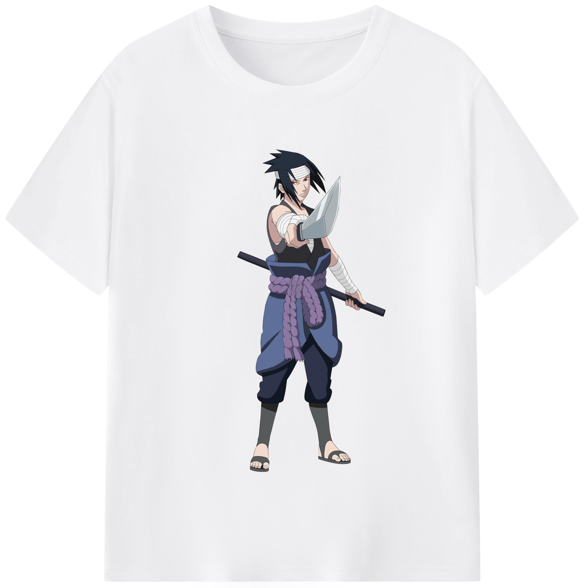 （画像用） NARUTO -ナルト- うちは サスケ Uchiha Sasuke 綿100％半袖Tシャツ（フロントプリント）