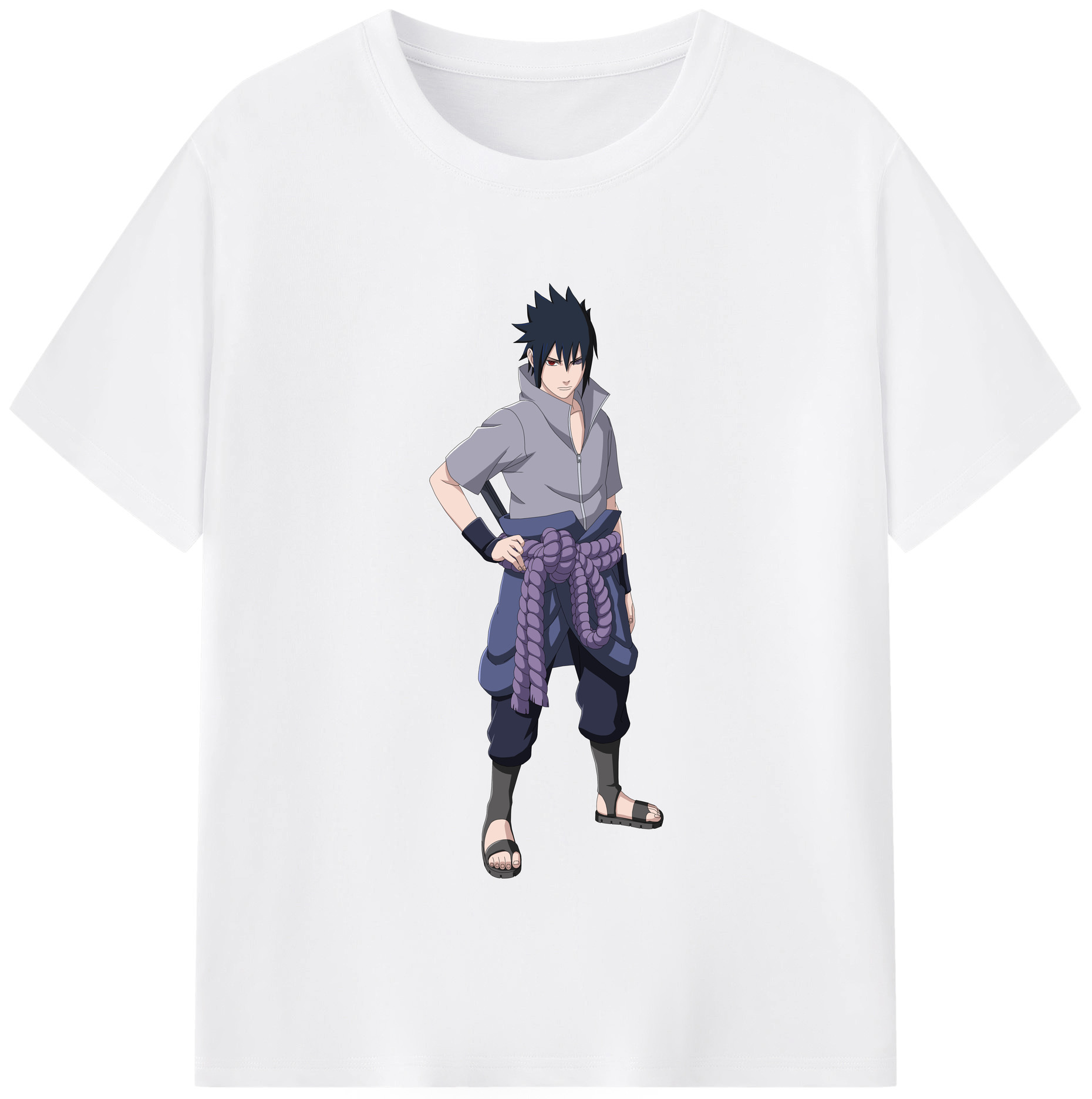 （画像用） NARUTO -ナルト- うちは サスケ Uchiha Sasuke 綿100％半袖Tシャツ（フロントプリント）