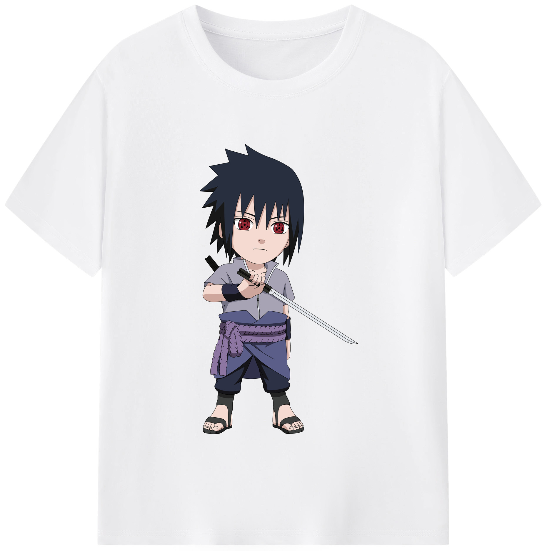 （画像用） NARUTO -ナルト- うちは サスケ Uchiha Sasuke 綿100％半袖Tシャツ（フロントプリント）