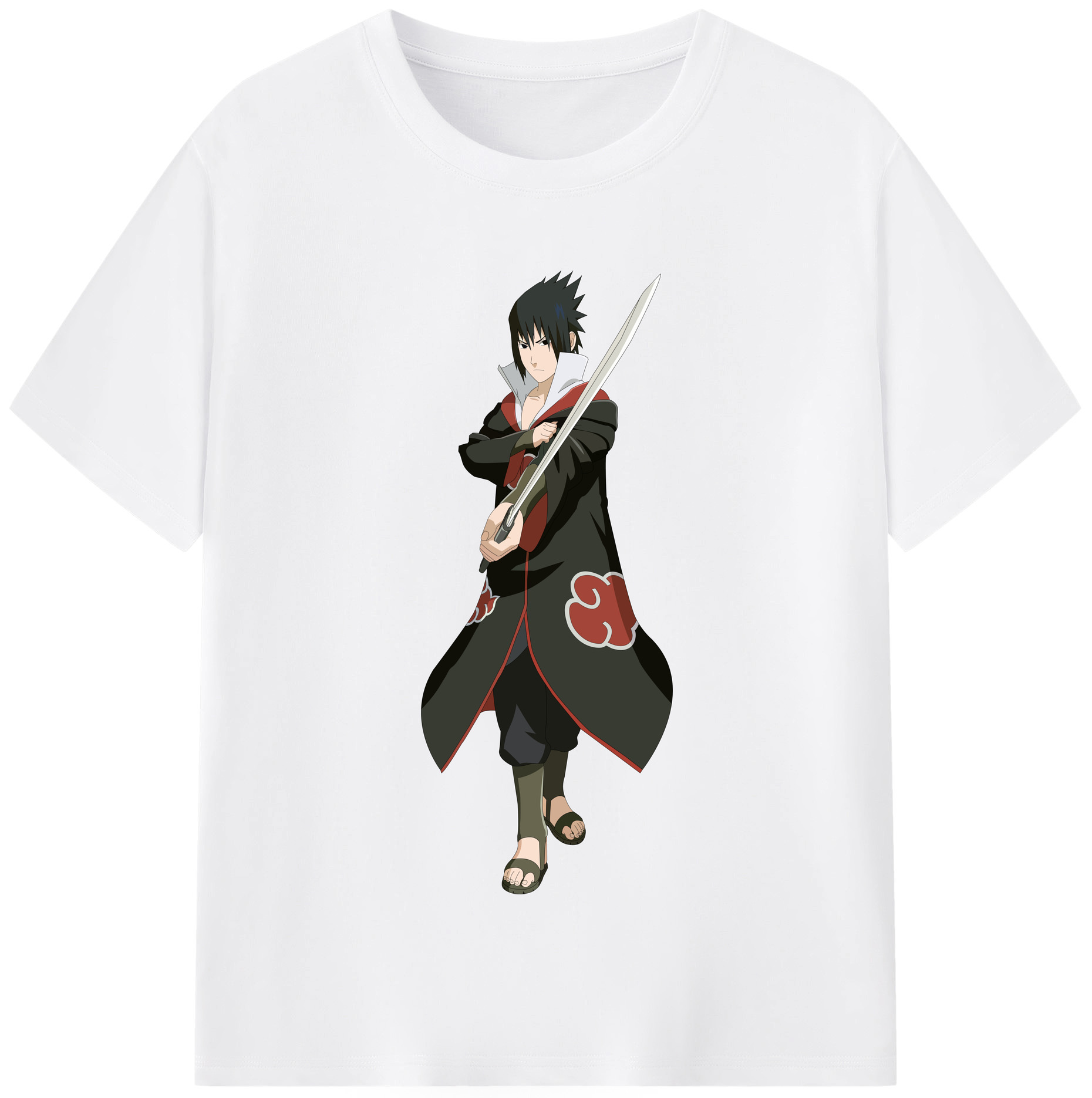 （画像用） NARUTO -ナルト- うちは サスケ Uchiha Sasuke 綿100％半袖Tシャツ（フロントプリント）