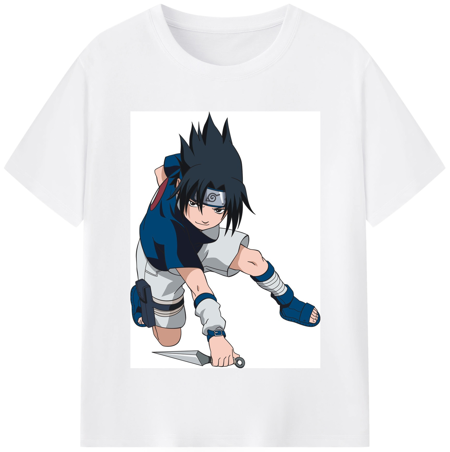 （画像用） NARUTO -ナルト- うちは サスケ Uchiha Sasuke 綿100％半袖Tシャツ（フロントプリント）