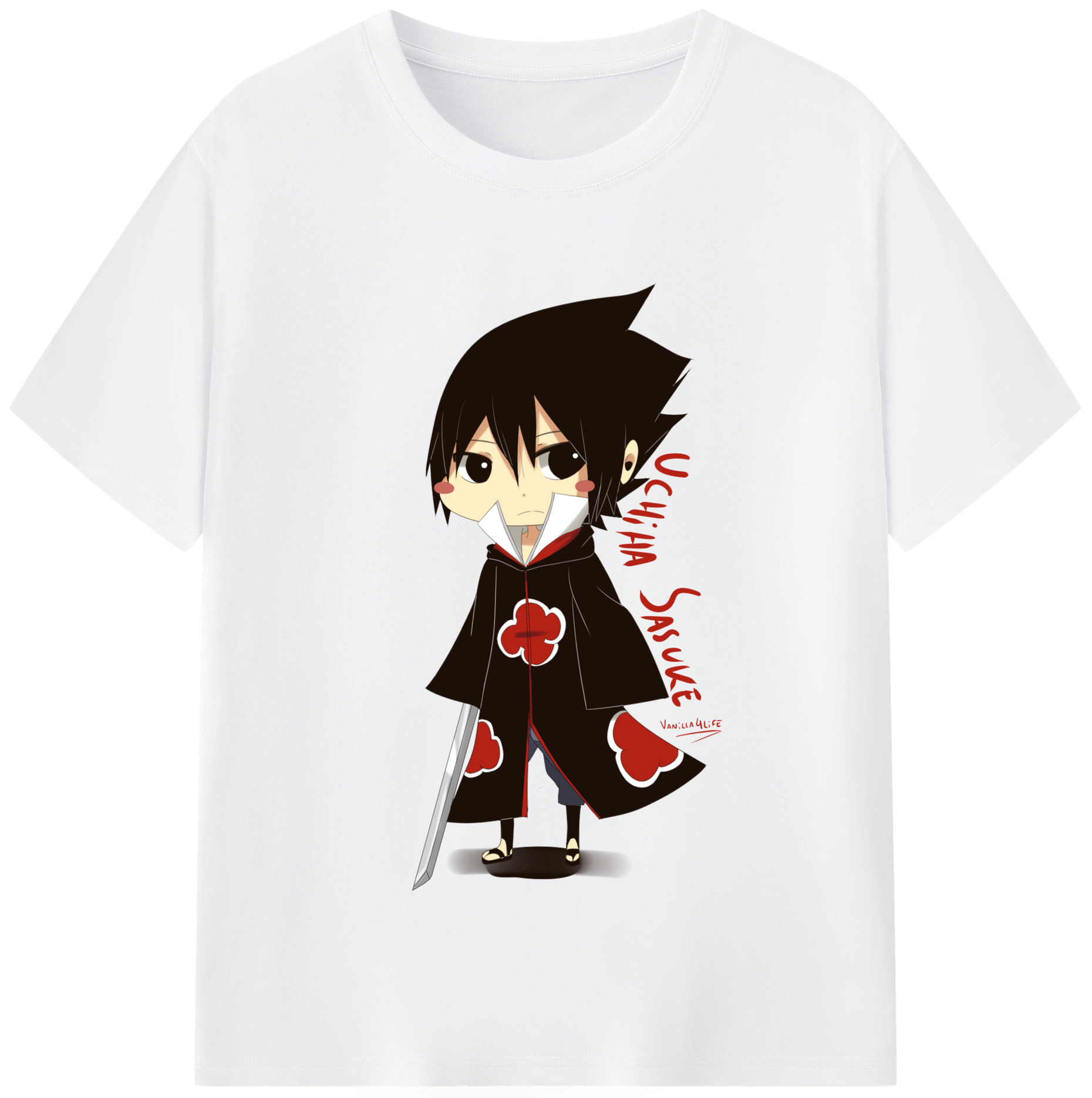 （画像用） NARUTO -ナルト- うちは サスケ Uchiha Sasuke 綿100％半袖Tシャツ（フロントプリント）