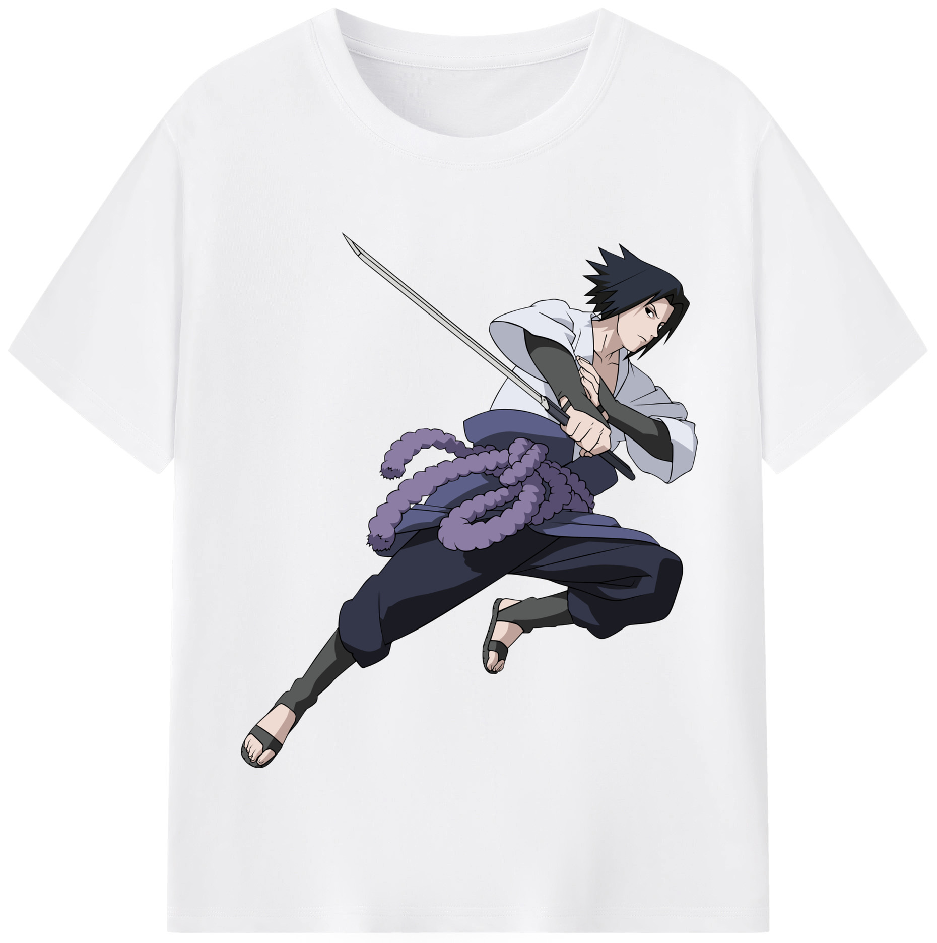 （画像用） NARUTO -ナルト- うちは サスケ Uchiha Sasuke 綿100％半袖Tシャツ（フロントプリント）