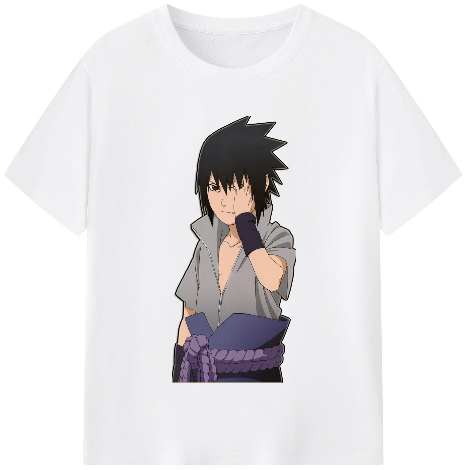 （画像用） NARUTO -ナルト- うちは サスケ Uchiha Sasuke 綿100％半袖Tシャツ（フロントプリント）