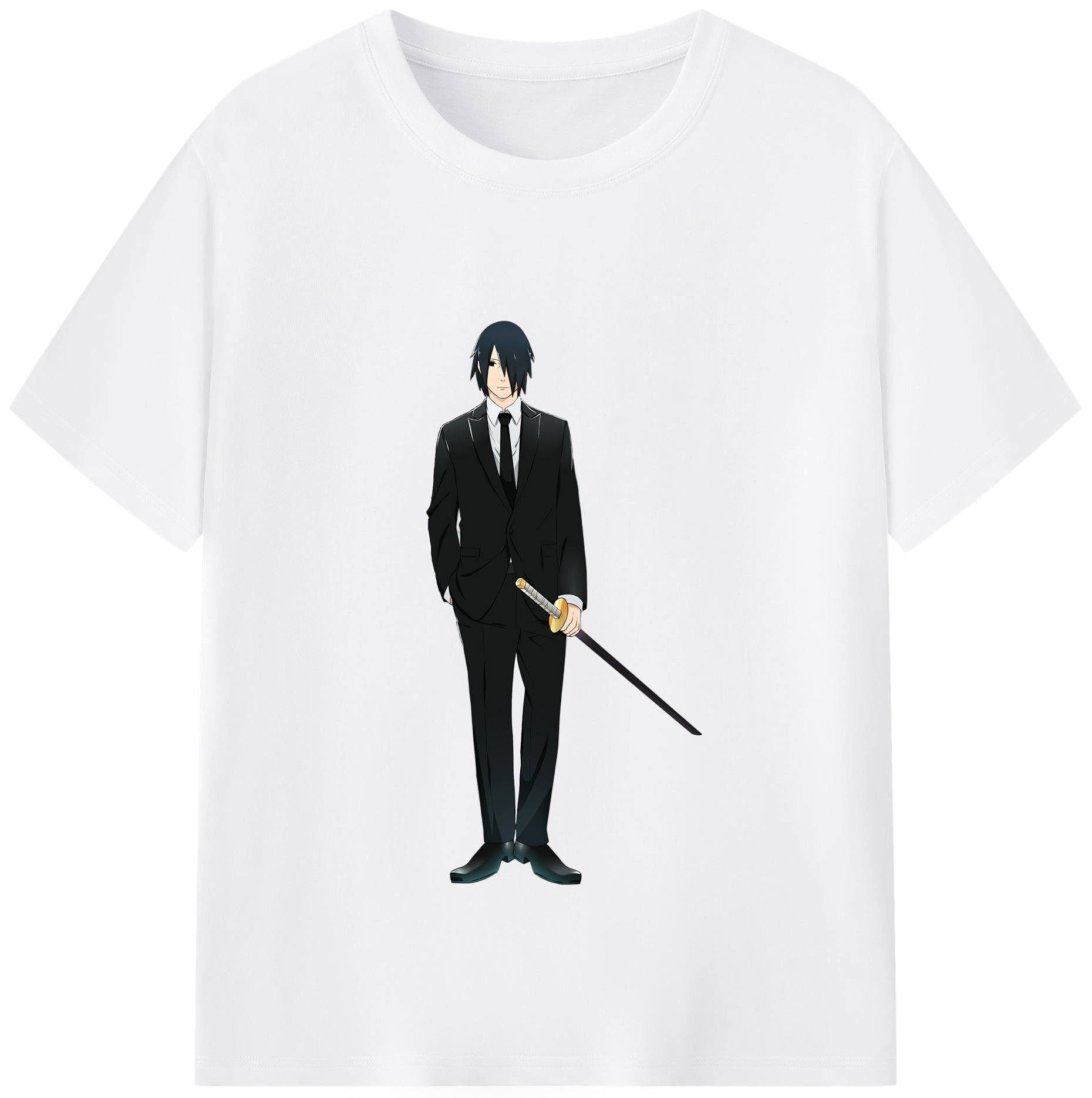 （画像用） NARUTO -ナルト- うちは サスケ Uchiha Sasuke 綿100％半袖Tシャツ（フロントプリント）