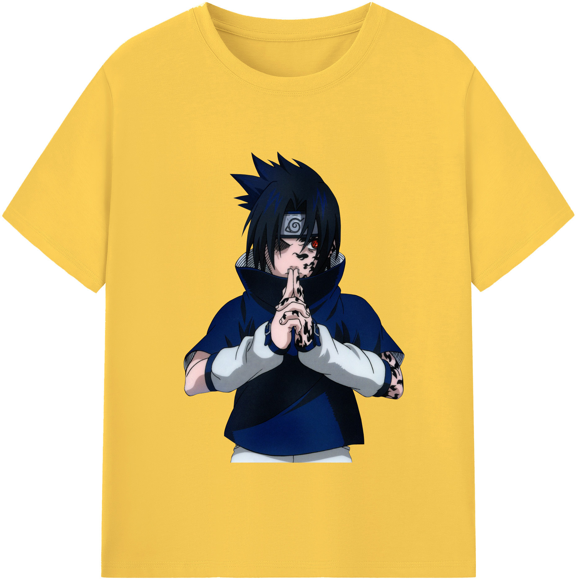 （画像用） NARUTO -ナルト- うちは サスケ Uchiha Sasuke 綿100％半袖Tシャツ（フロントプリント）