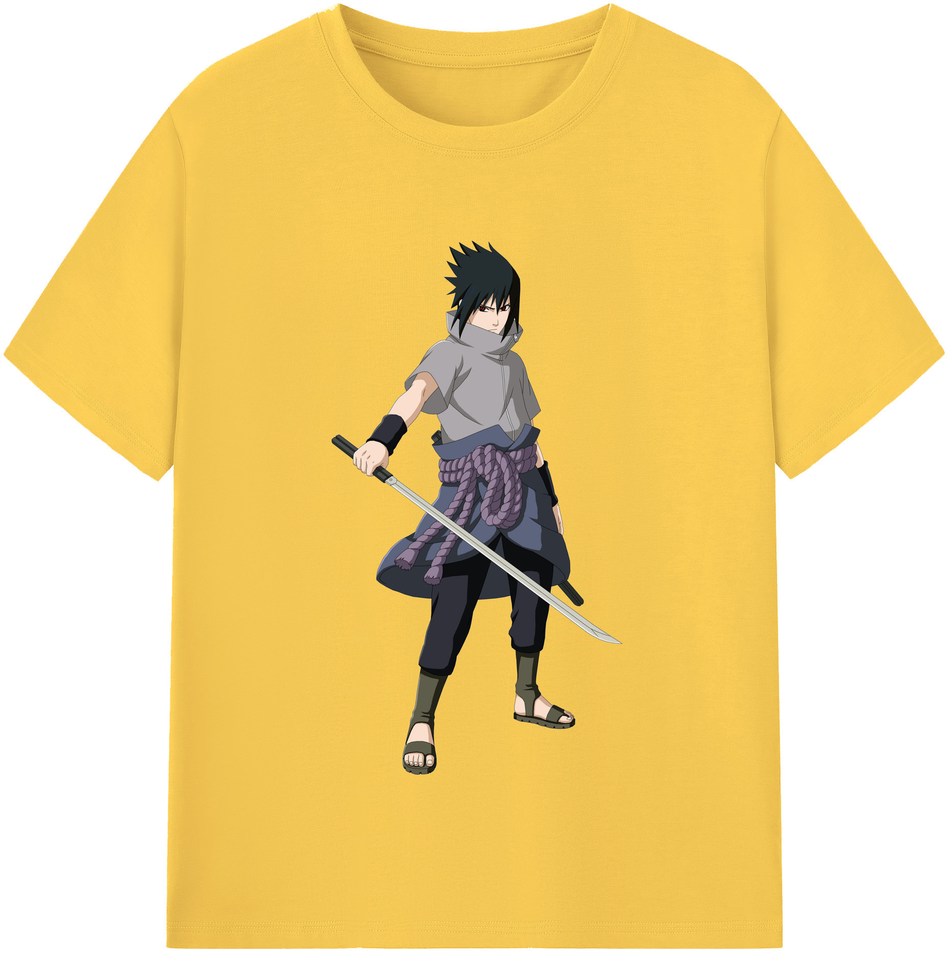 （画像用） NARUTO -ナルト- うちは サスケ Uchiha Sasuke 綿100％半袖Tシャツ（フロントプリント）