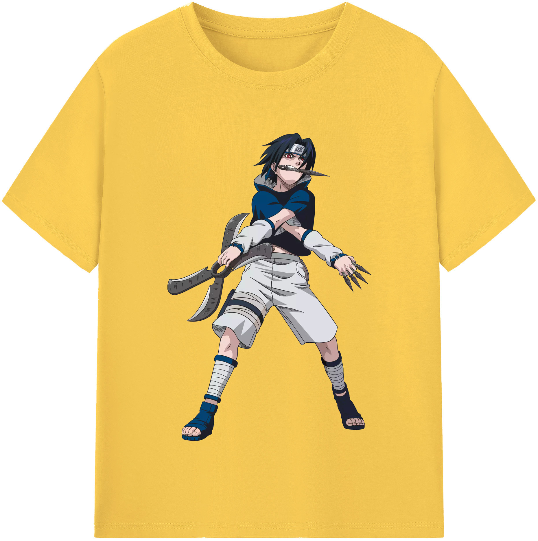 （画像用） NARUTO -ナルト- うちは サスケ Uchiha Sasuke 綿100％半袖Tシャツ（フロントプリント）