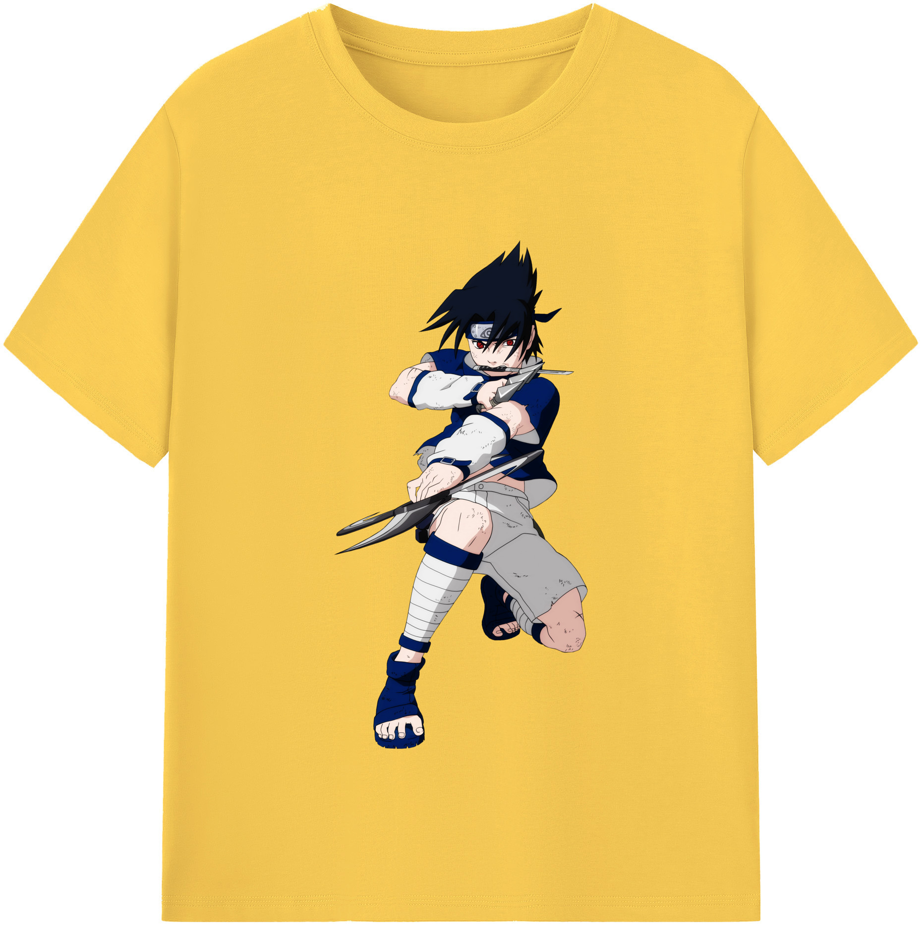 （画像用） NARUTO -ナルト- うちは サスケ Uchiha Sasuke 綿100％半袖Tシャツ（フロントプリント）