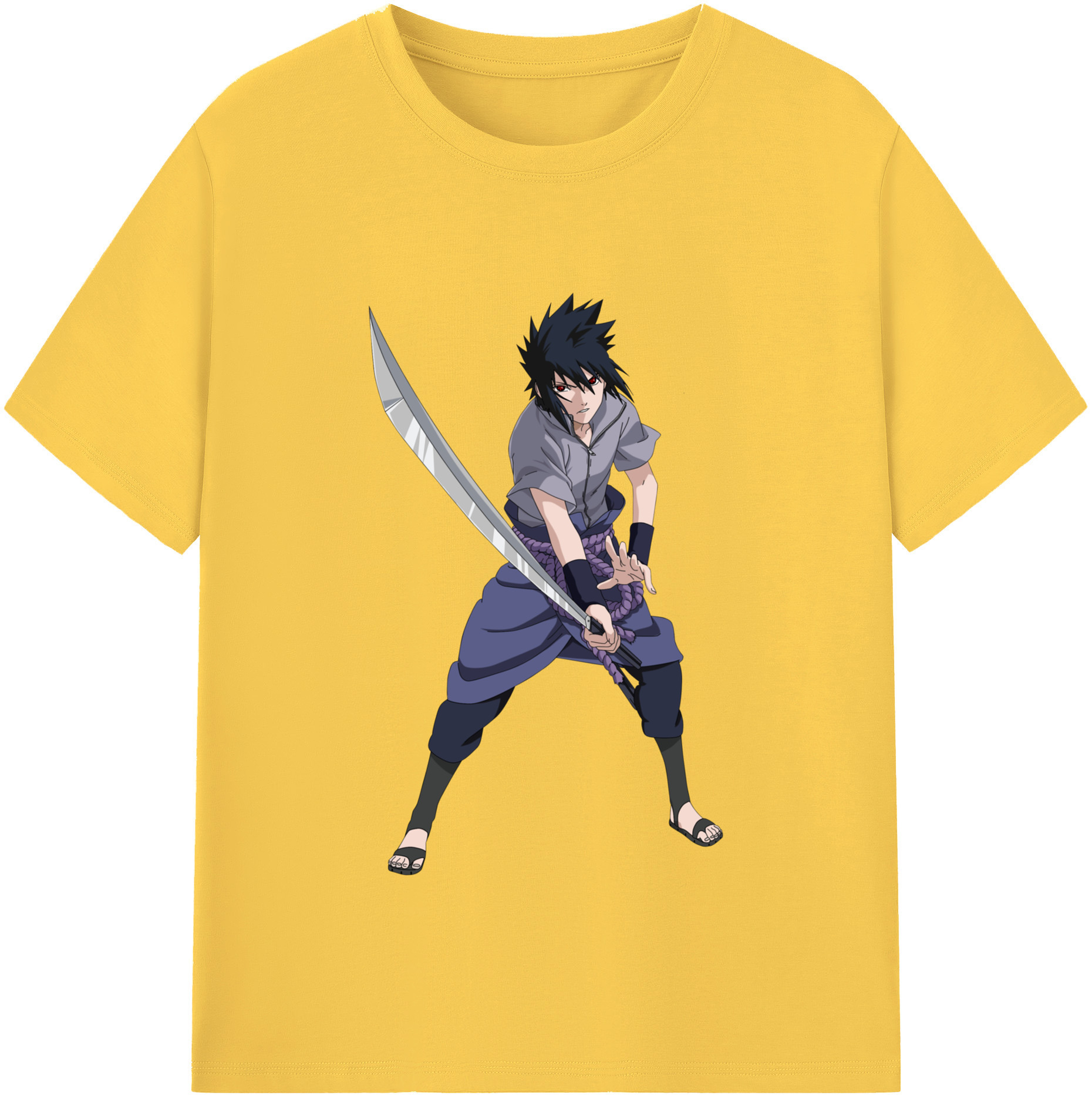 （画像用） NARUTO -ナルト- うちは サスケ Uchiha Sasuke 綿100％半袖Tシャツ（フロントプリント）