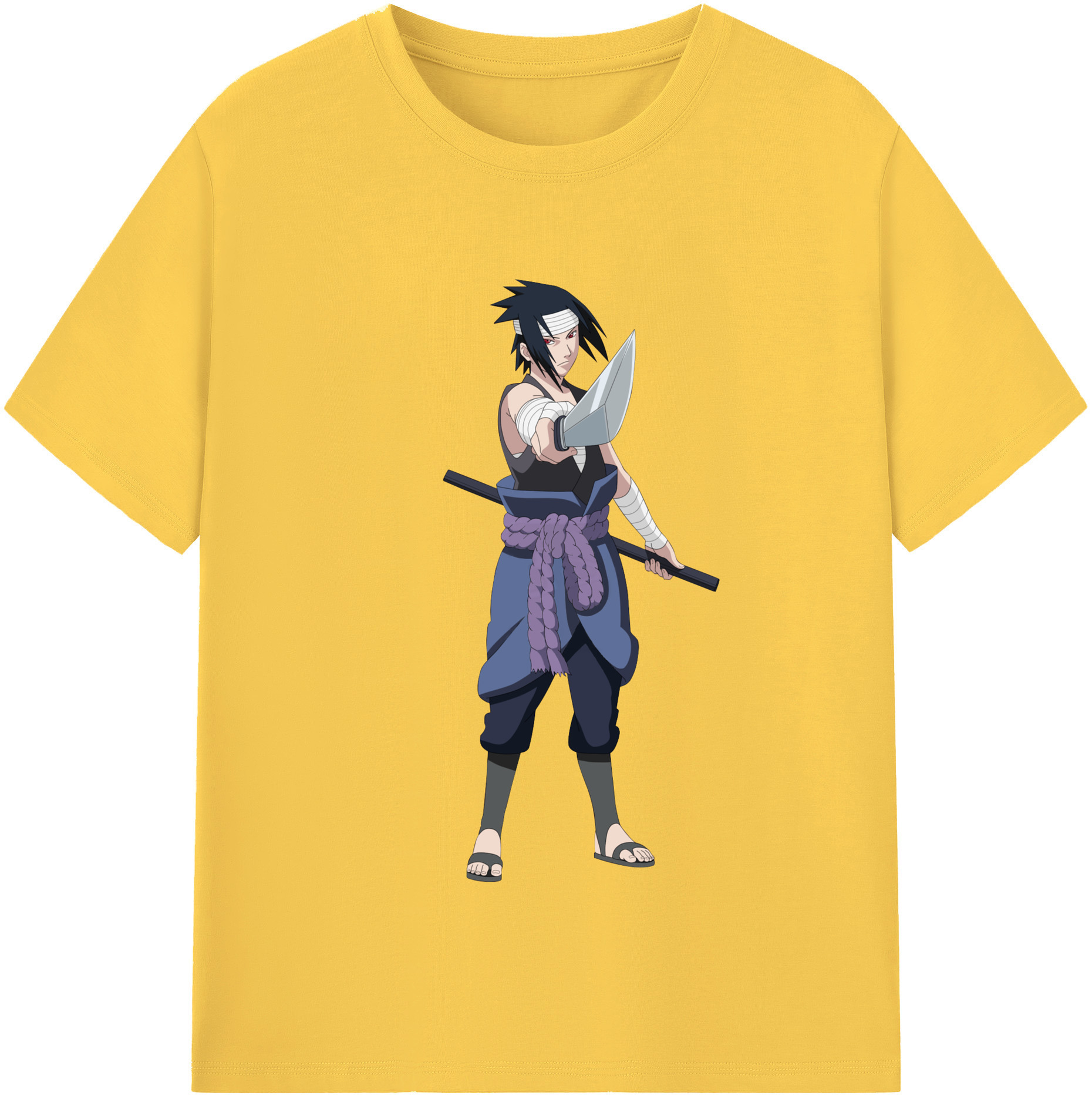 （画像用） NARUTO -ナルト- うちは サスケ Uchiha Sasuke 綿100％半袖Tシャツ（フロントプリント）