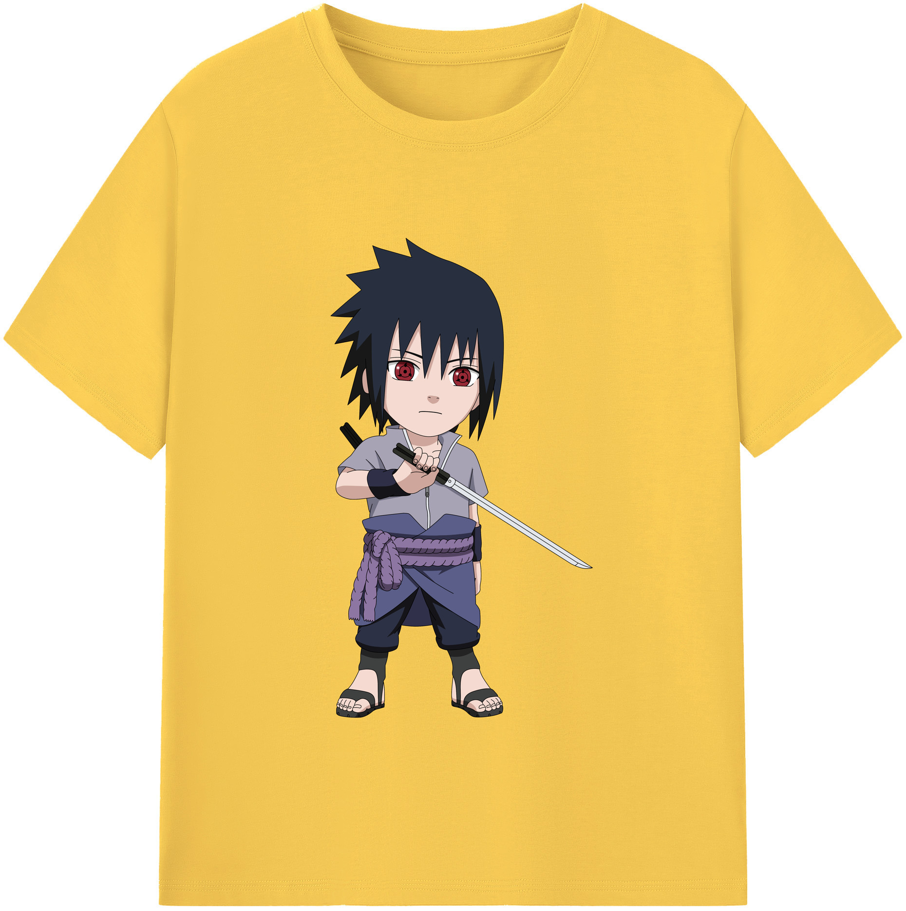 （画像用） NARUTO -ナルト- うちは サスケ Uchiha Sasuke 綿100％半袖Tシャツ（フロントプリント）