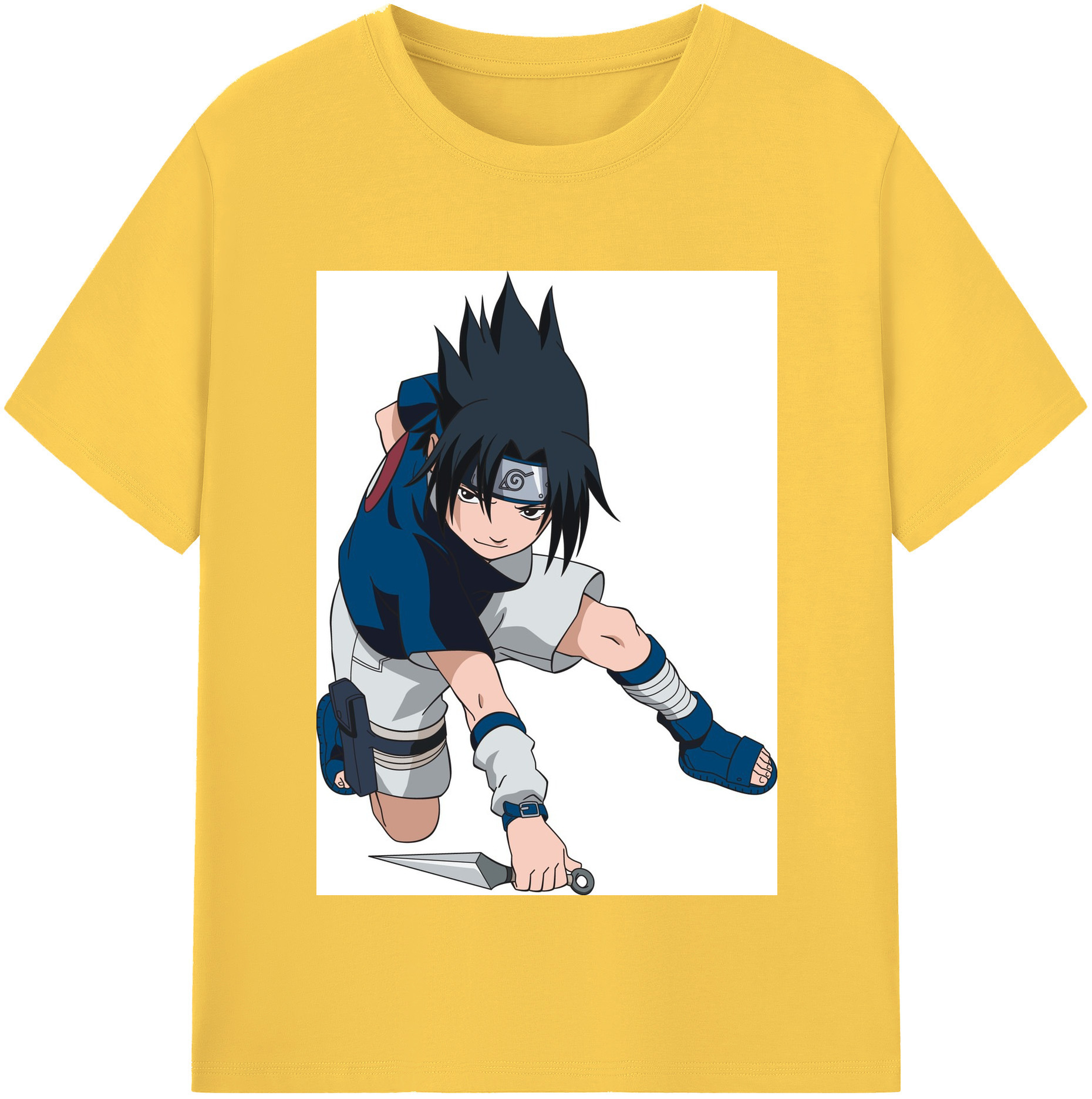 （画像用） NARUTO -ナルト- うちは サスケ Uchiha Sasuke 綿100％半袖Tシャツ（フロントプリント）