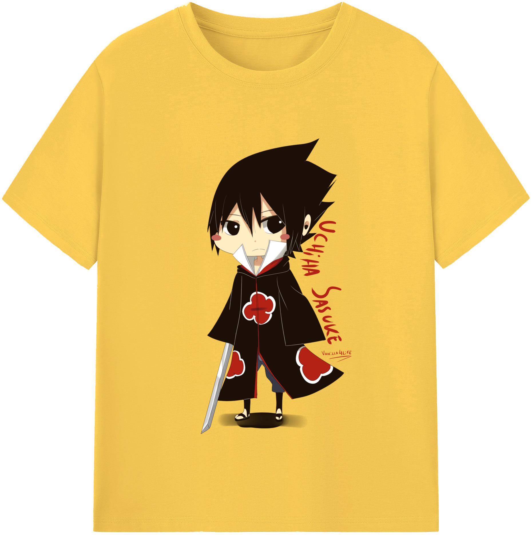 （画像用） NARUTO -ナルト- うちは サスケ Uchiha Sasuke 綿100％半袖Tシャツ（フロントプリント）