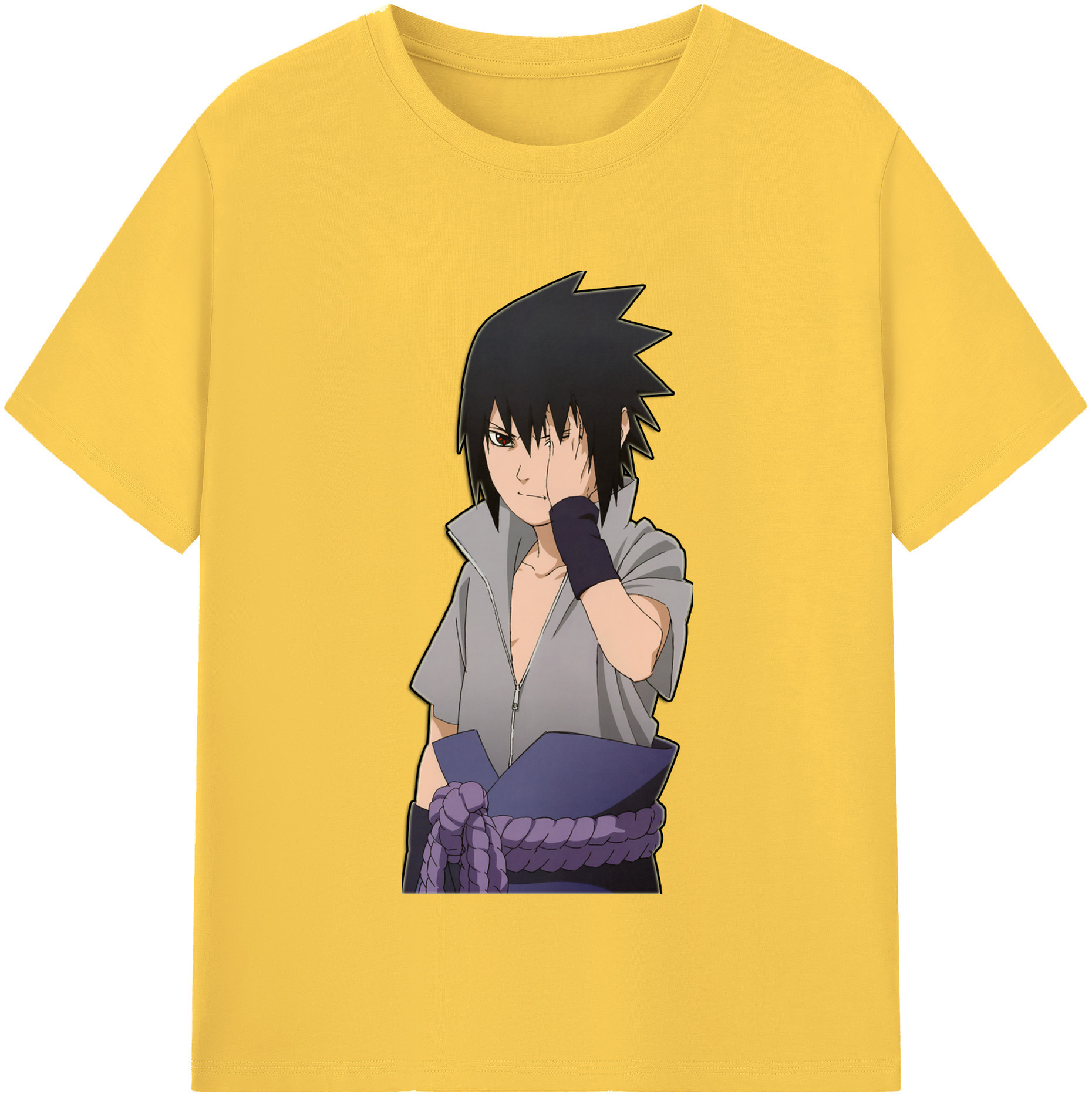 （画像用） NARUTO -ナルト- うちは サスケ Uchiha Sasuke 綿100％半袖Tシャツ（フロントプリント）