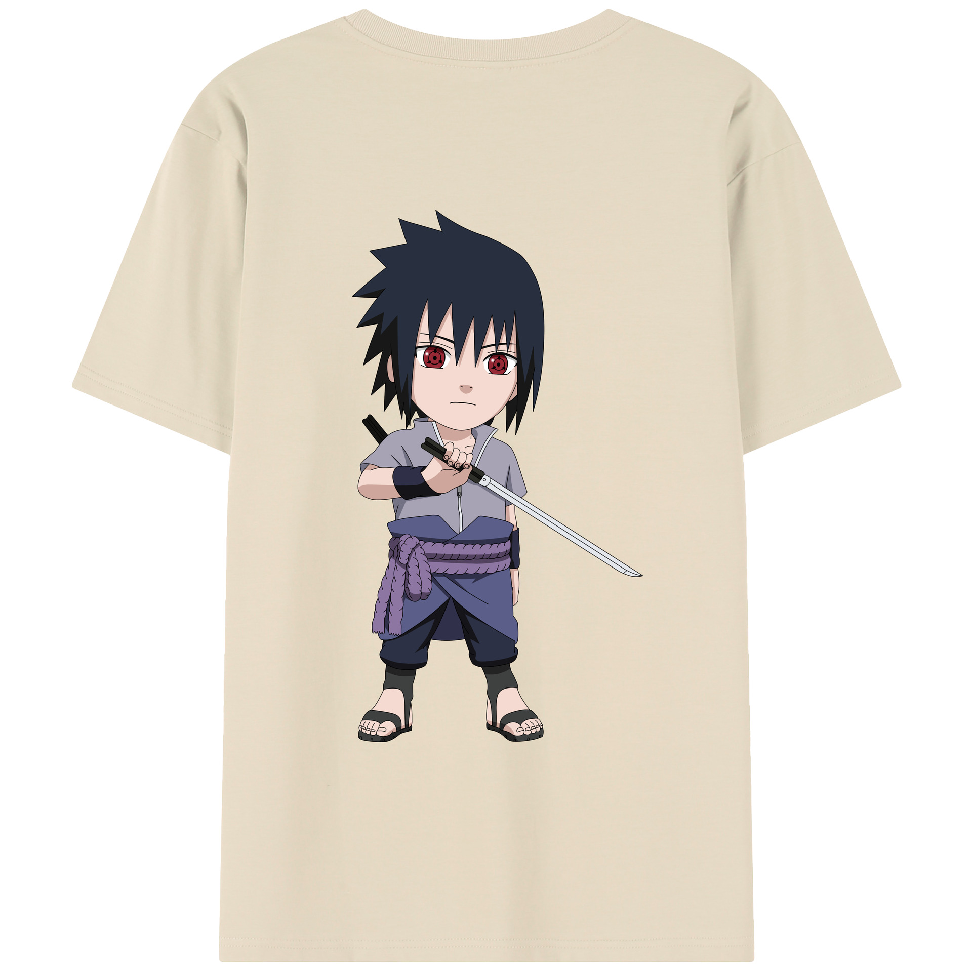 （画像用） NARUTO -ナルト- うちは サスケ Uchiha Sasuke 綿100％半袖Tシャツ（背面プリント）