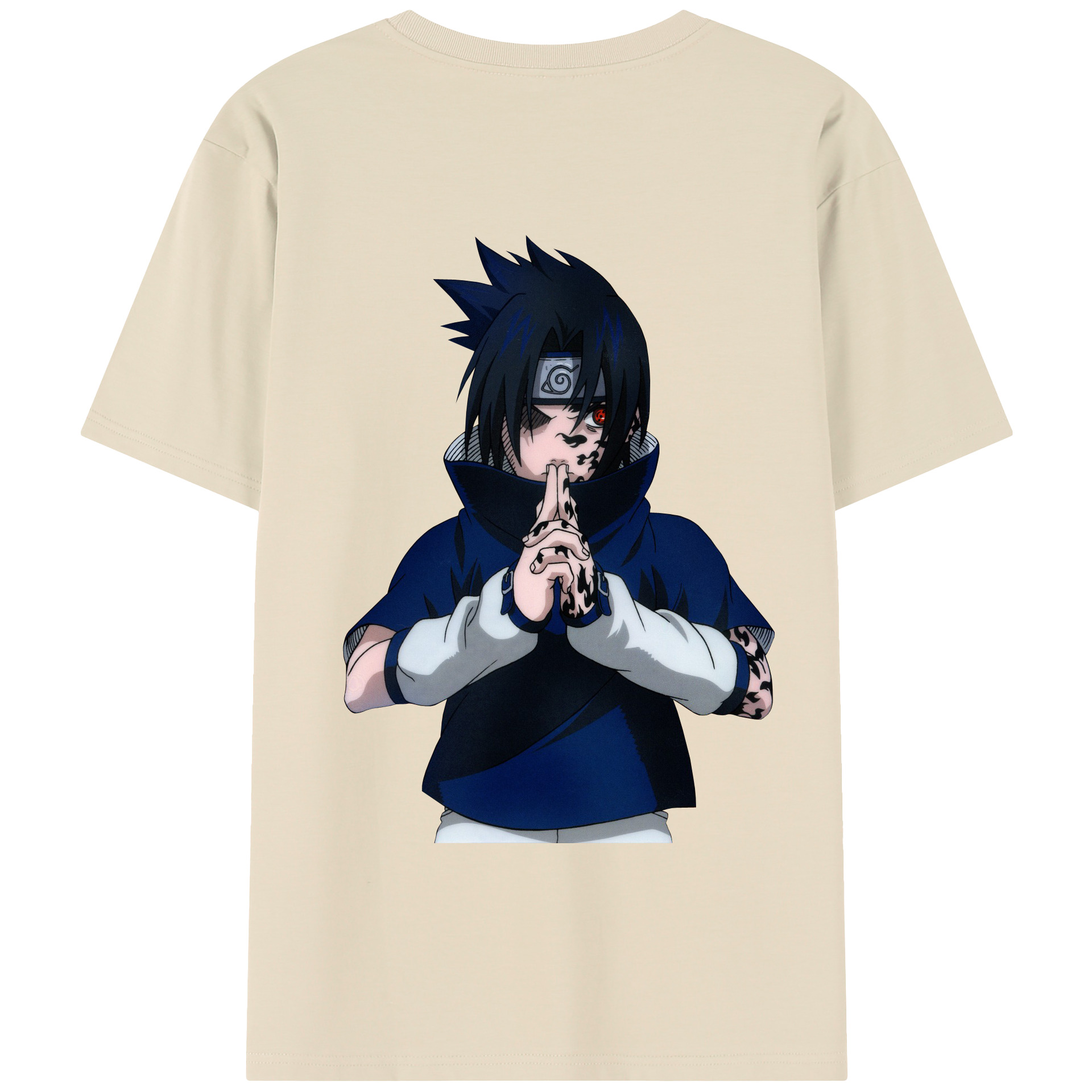 （画像用） NARUTO -ナルト- うちは サスケ Uchiha Sasuke 綿100％半袖Tシャツ（背面プリント）