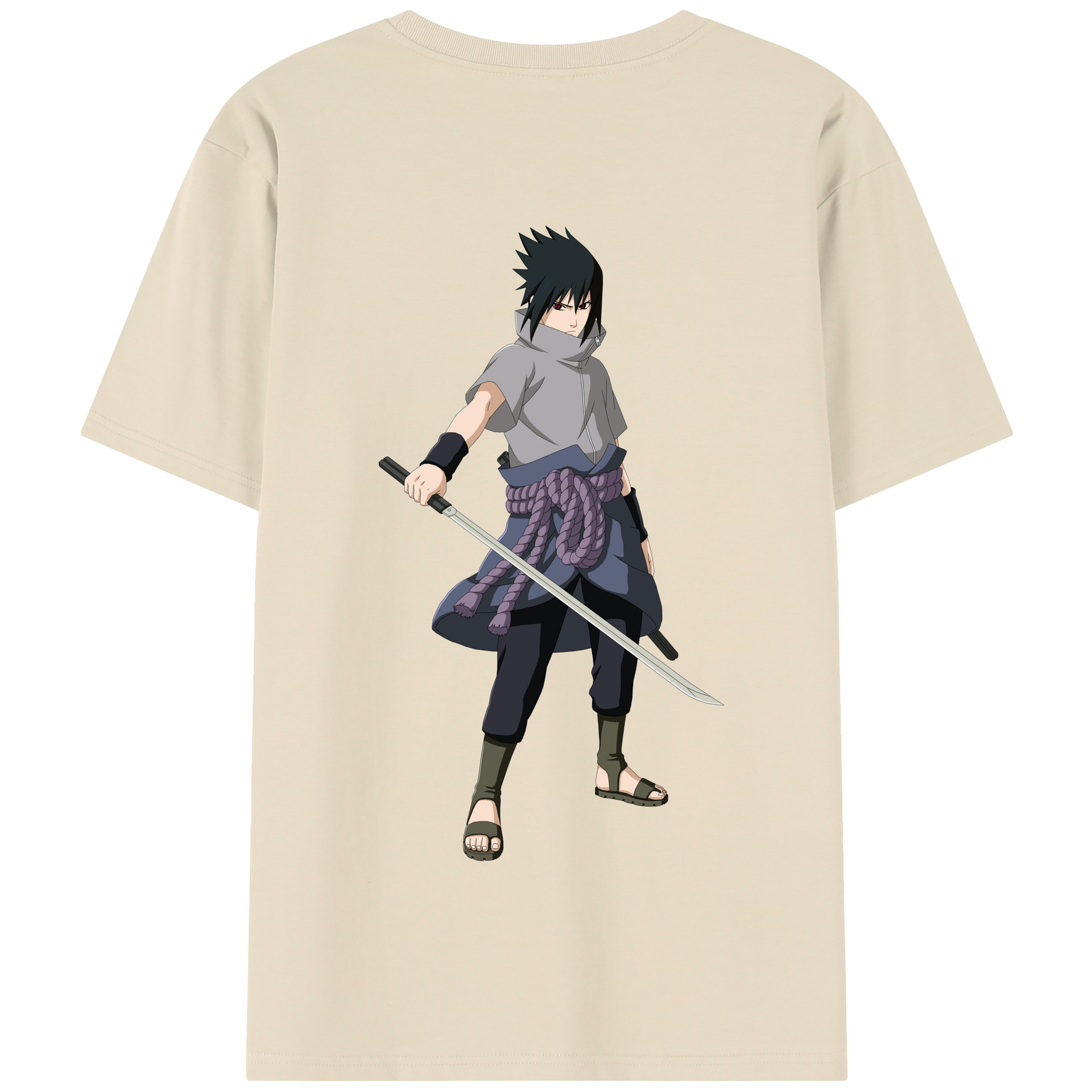 （画像用） NARUTO -ナルト- うちは サスケ Uchiha Sasuke 綿100％半袖Tシャツ（背面プリント）