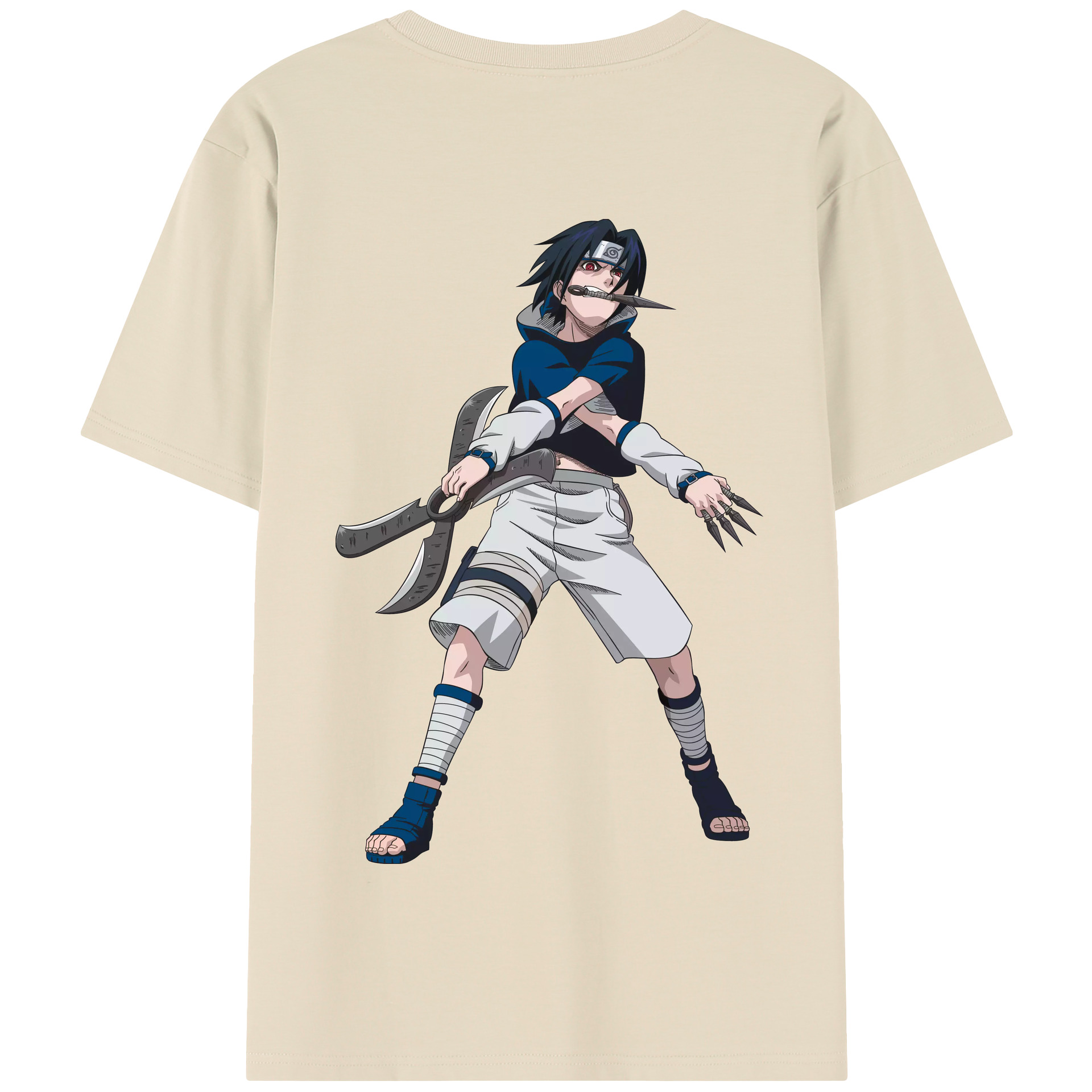 （画像用） NARUTO -ナルト- うちは サスケ Uchiha Sasuke 綿100％半袖Tシャツ（背面プリント）