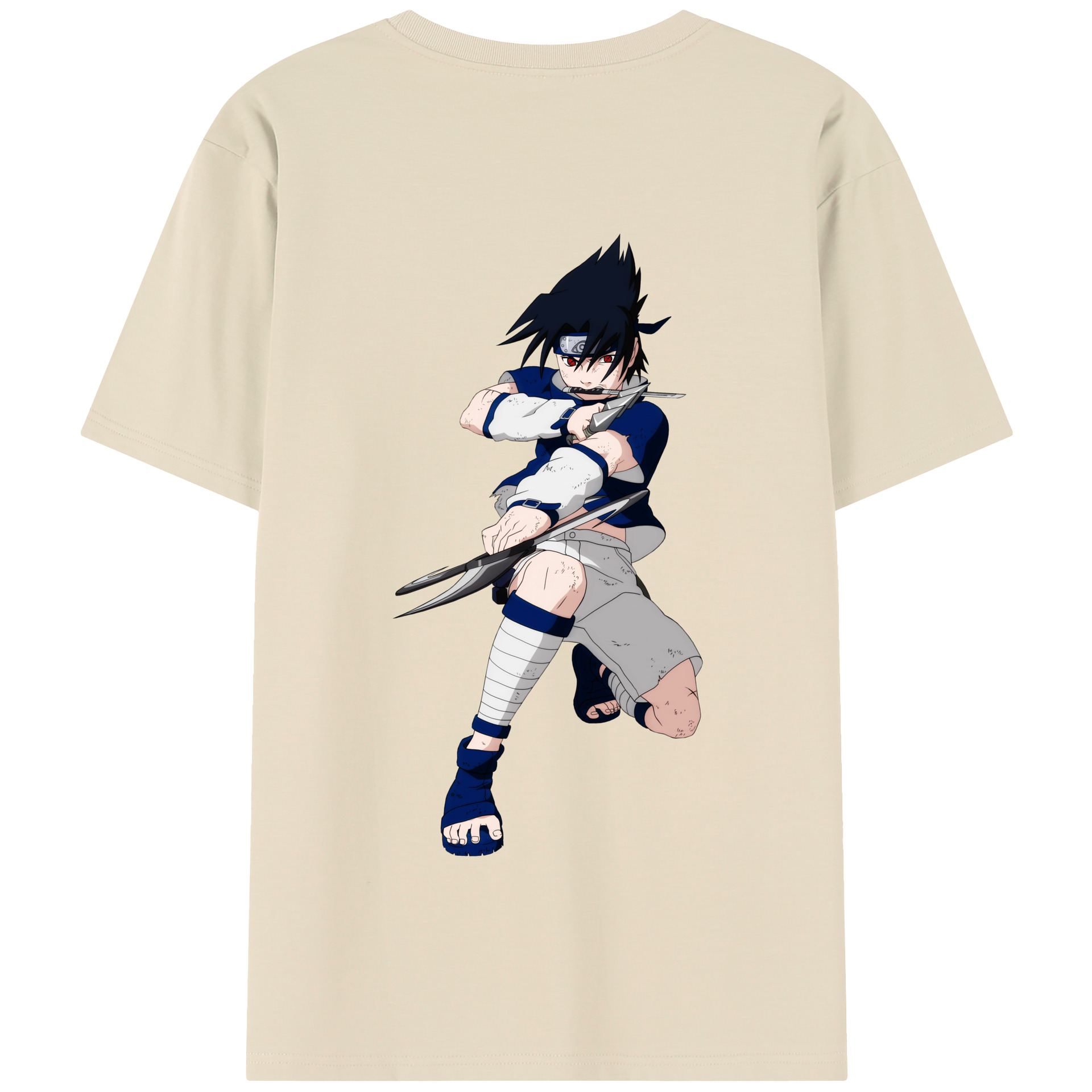 （画像用） NARUTO -ナルト- うちは サスケ Uchiha Sasuke 綿100％半袖Tシャツ（背面プリント）