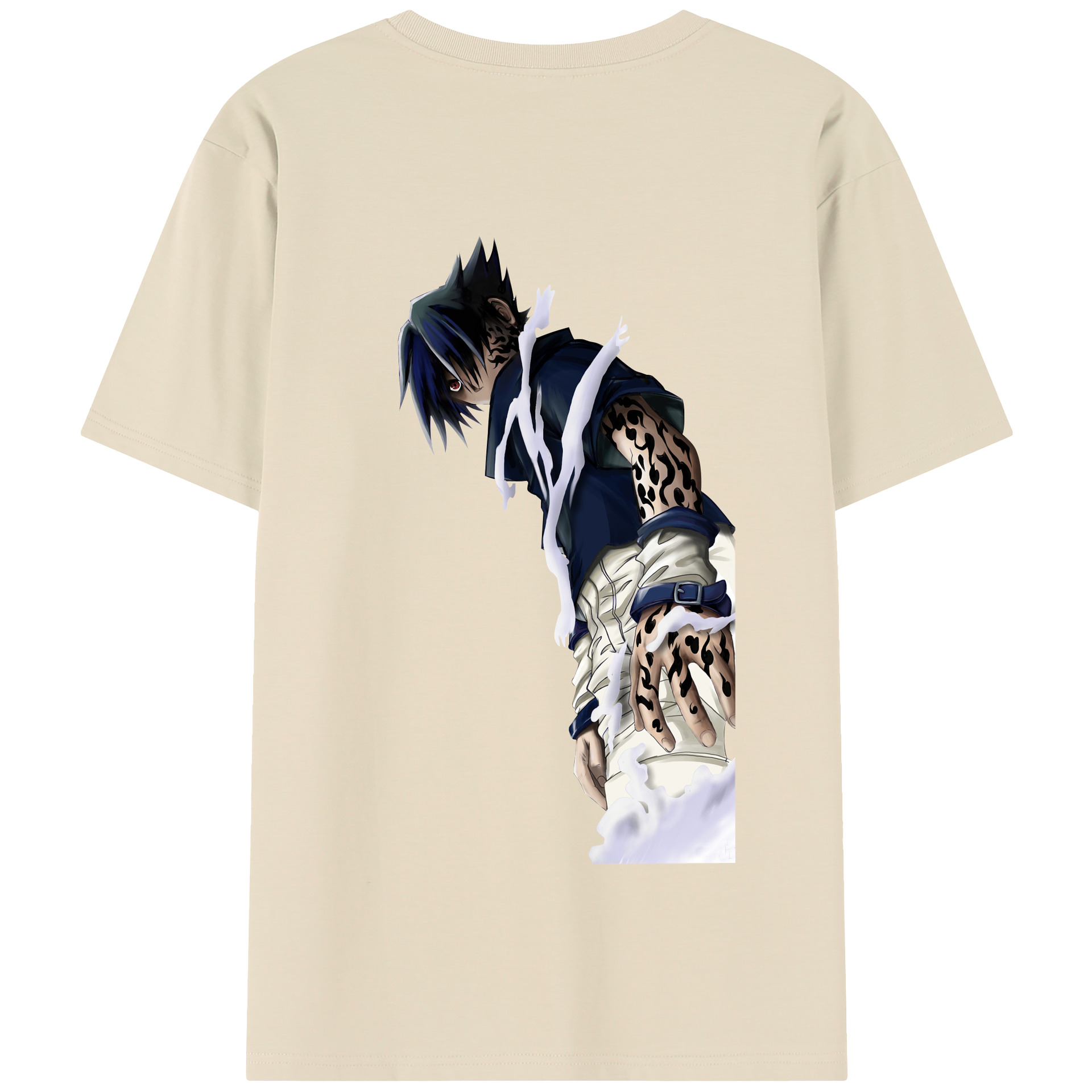 （画像用） NARUTO -ナルト- うちは サスケ Uchiha Sasuke 綿100％半袖Tシャツ（背面プリント）