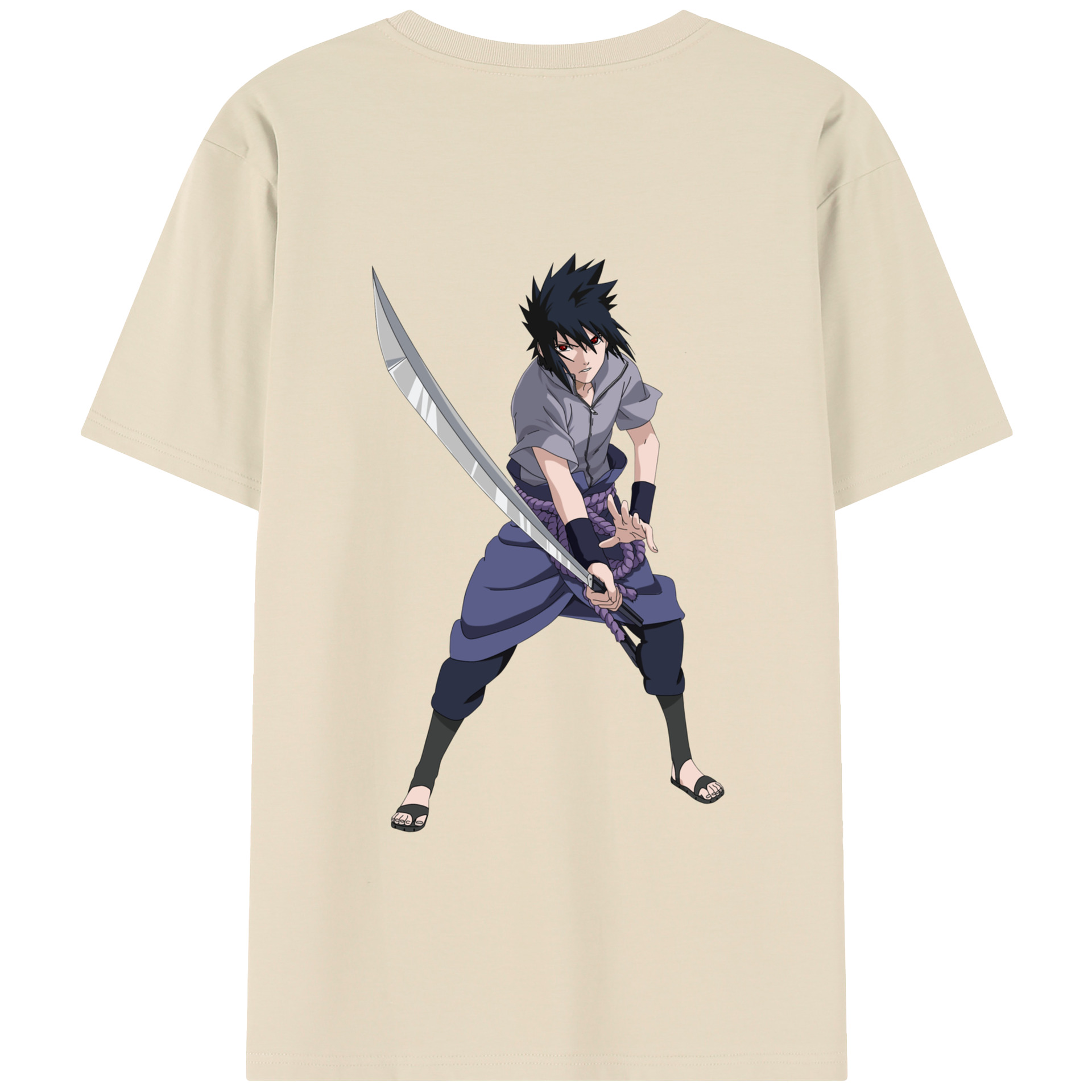 （画像用） NARUTO -ナルト- うちは サスケ Uchiha Sasuke 綿100％半袖Tシャツ（背面プリント）