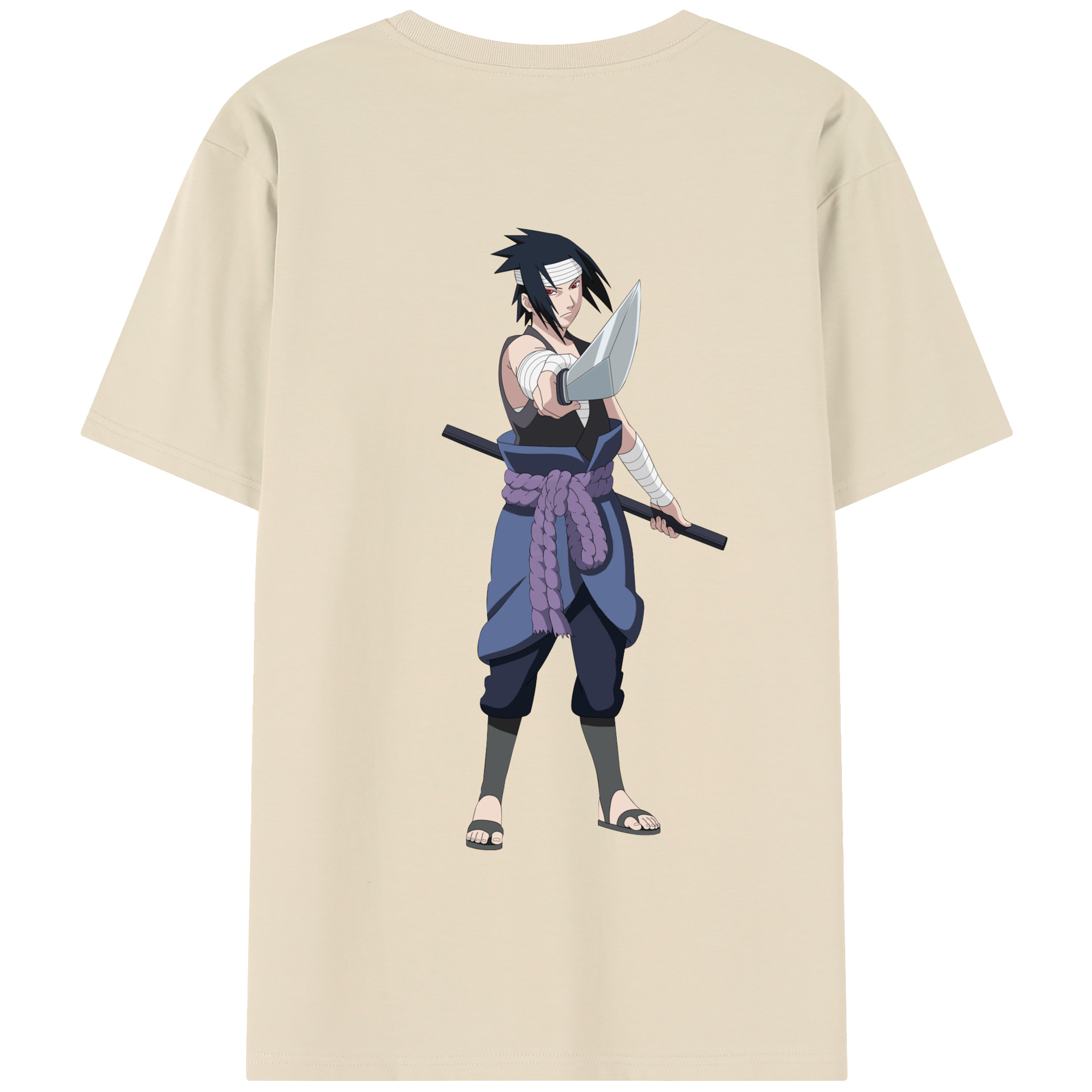 （画像用） NARUTO -ナルト- うちは サスケ Uchiha Sasuke 綿100％半袖Tシャツ（背面プリント）
