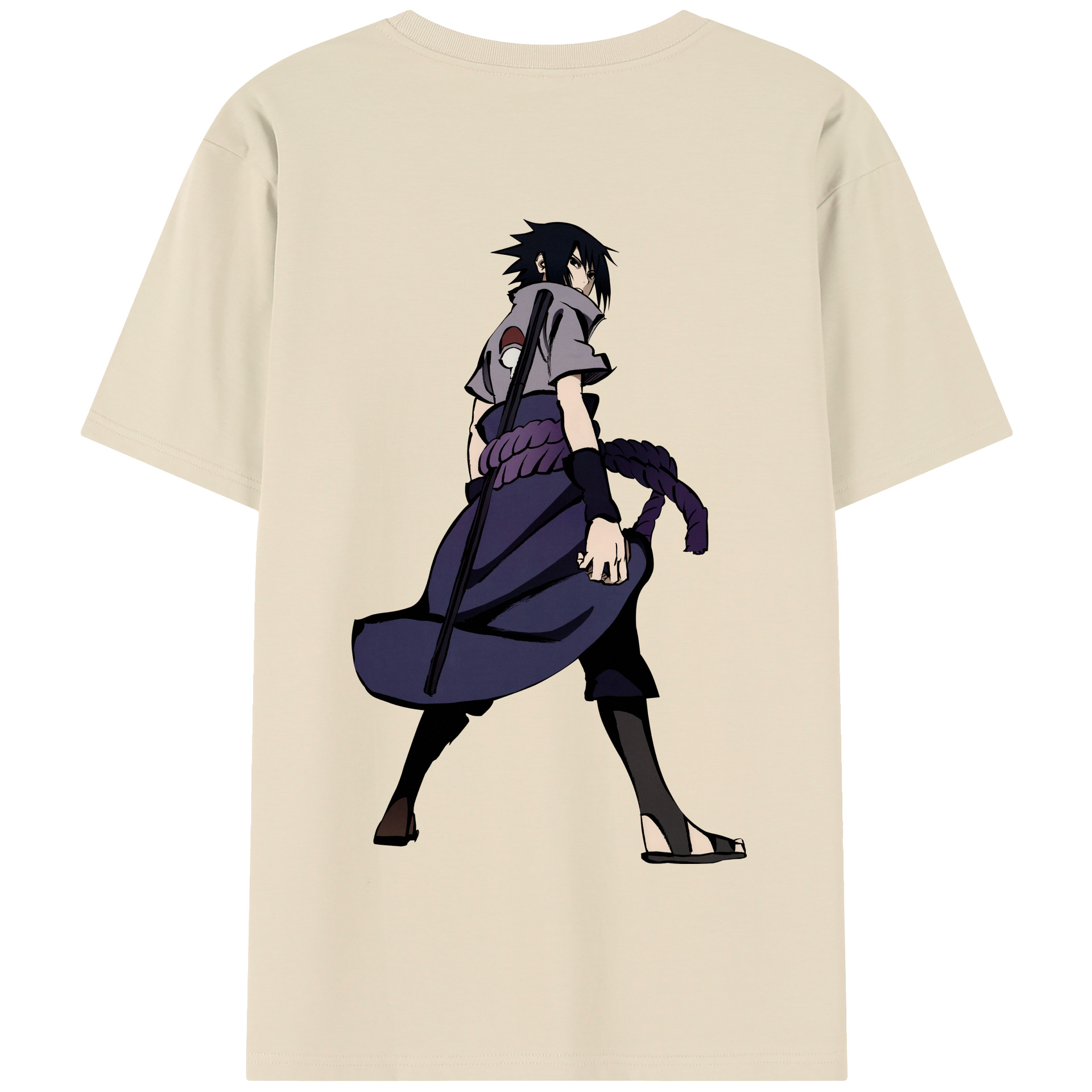 （画像用） NARUTO -ナルト- うちは サスケ Uchiha Sasuke 綿100％半袖Tシャツ（背面プリント）