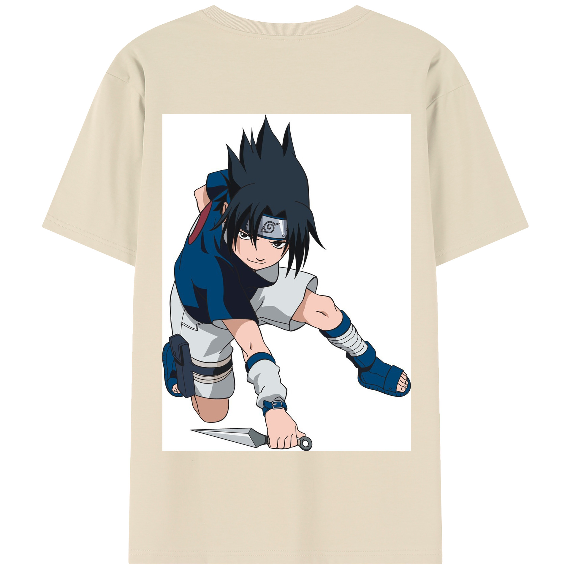 （画像用） NARUTO -ナルト- うちは サスケ Uchiha Sasuke 綿100％半袖Tシャツ（背面プリント）