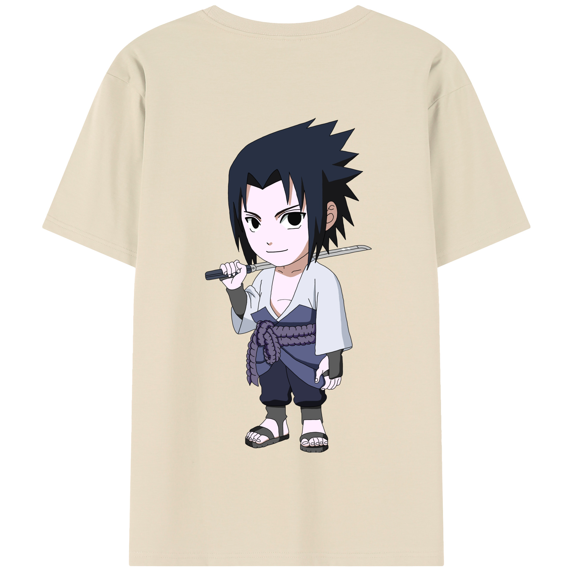 （画像用） NARUTO -ナルト- うちは サスケ Uchiha Sasuke 綿100％半袖Tシャツ（背面プリント）