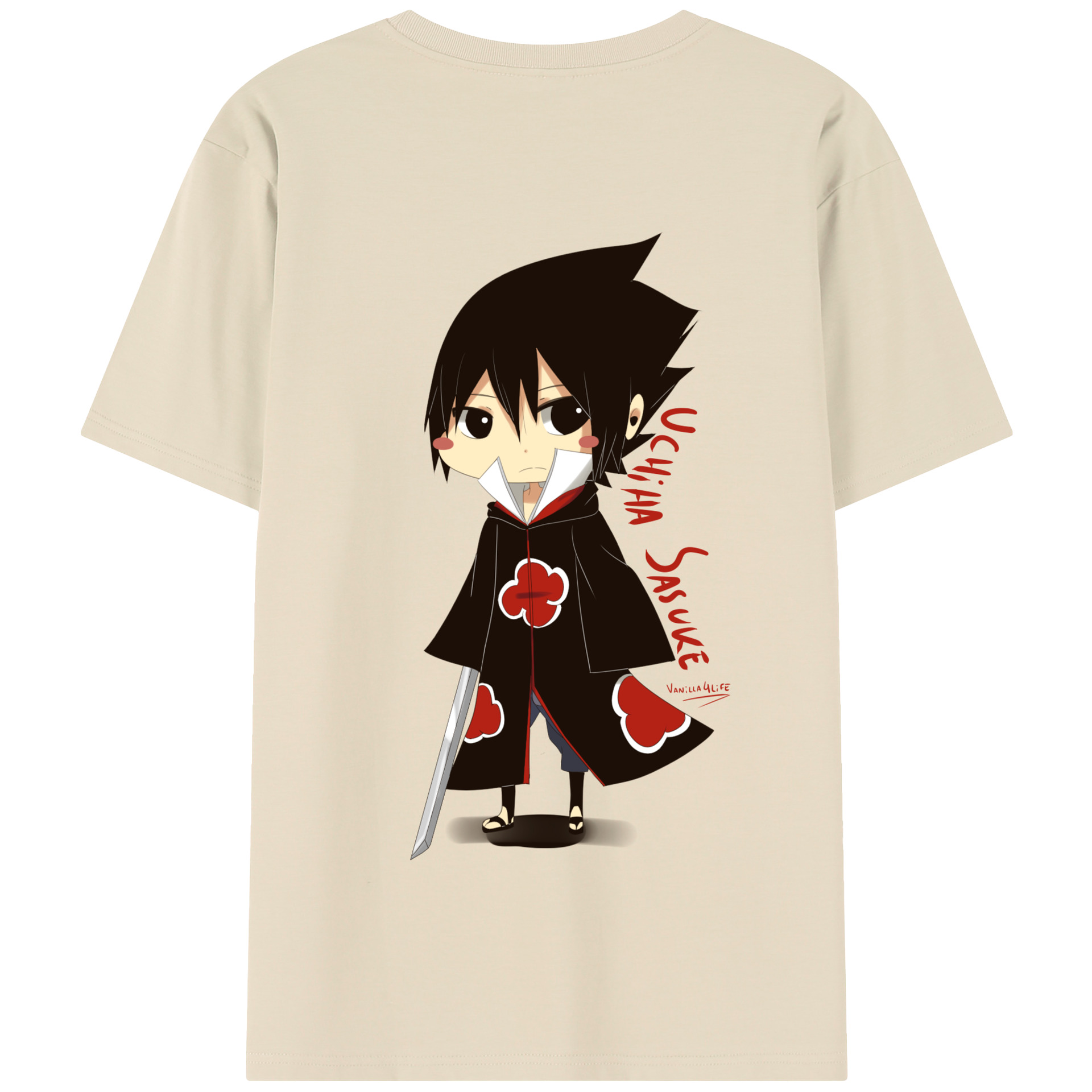 （画像用） NARUTO -ナルト- うちは サスケ Uchiha Sasuke 綿100％半袖Tシャツ（背面プリント）
