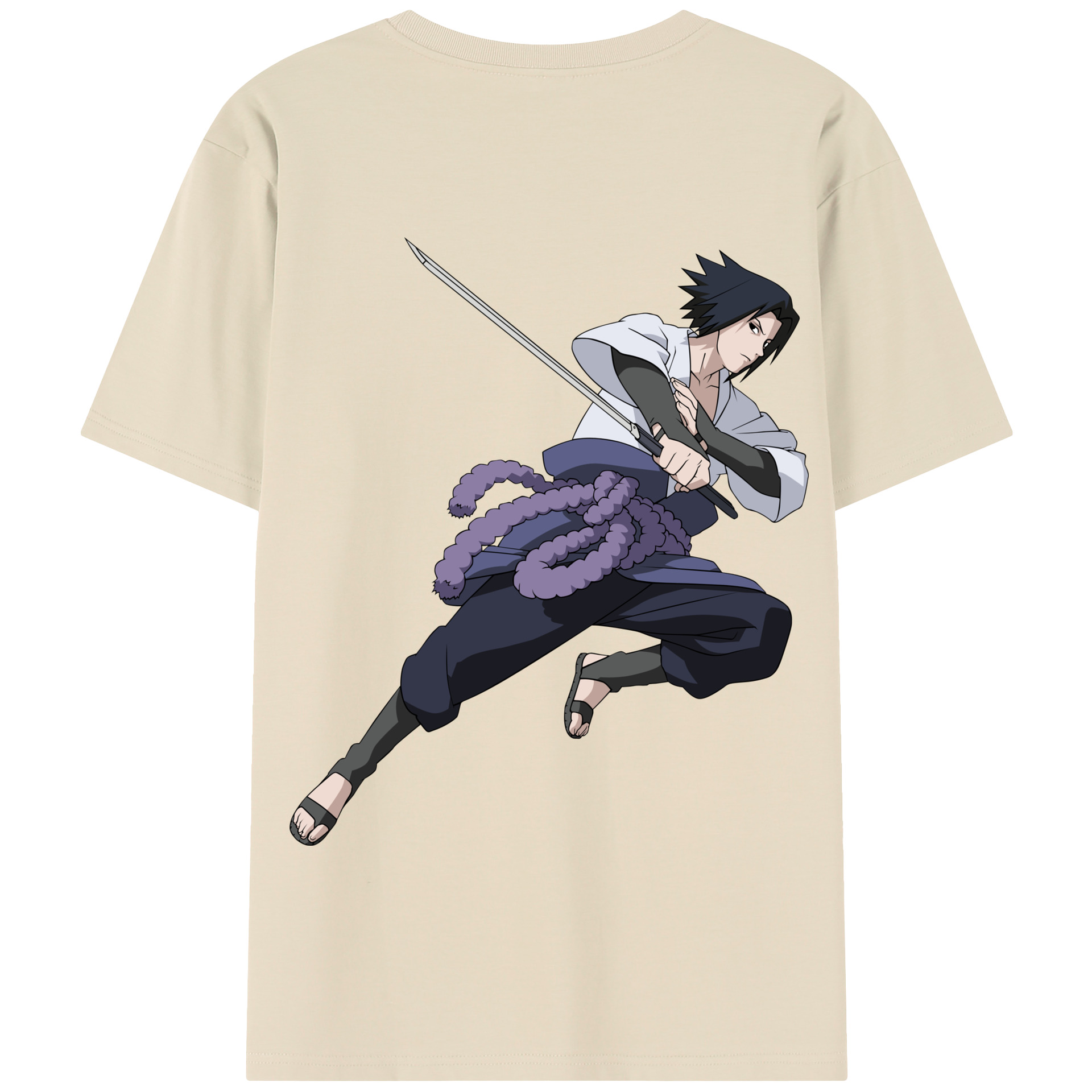 （画像用） NARUTO -ナルト- うちは サスケ Uchiha Sasuke 綿100％半袖Tシャツ（背面プリント）