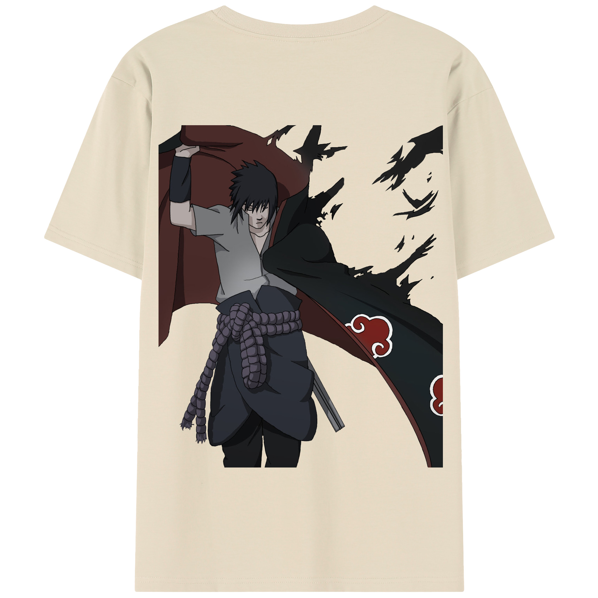 （画像用） NARUTO -ナルト- うちは サスケ Uchiha Sasuke 綿100％半袖Tシャツ（背面プリント）