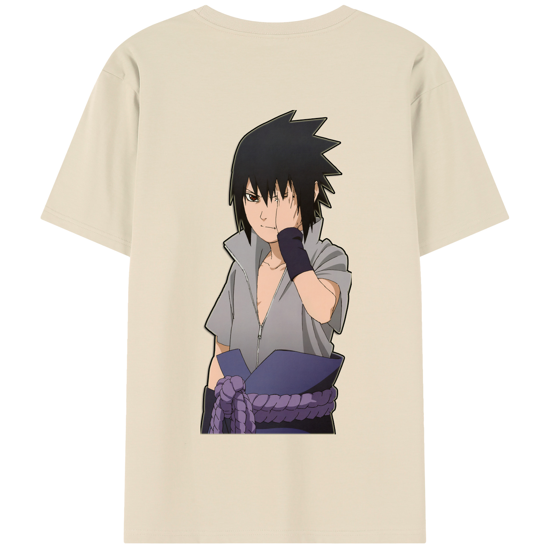 （画像用） NARUTO -ナルト- うちは サスケ Uchiha Sasuke 綿100％半袖Tシャツ（背面プリント）