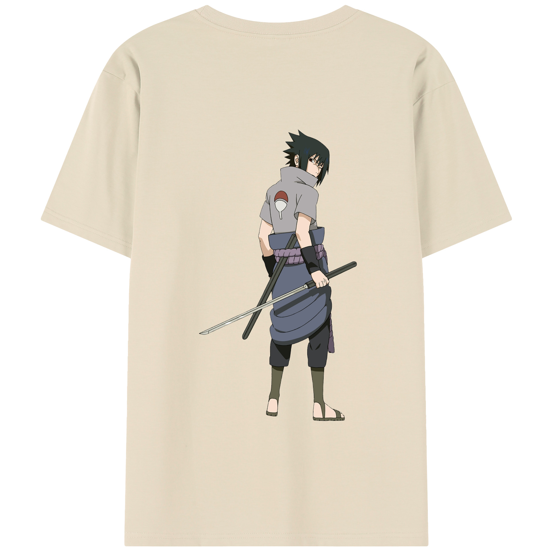 （画像用） NARUTO -ナルト- うちは サスケ Uchiha Sasuke 綿100％半袖Tシャツ（背面プリント）