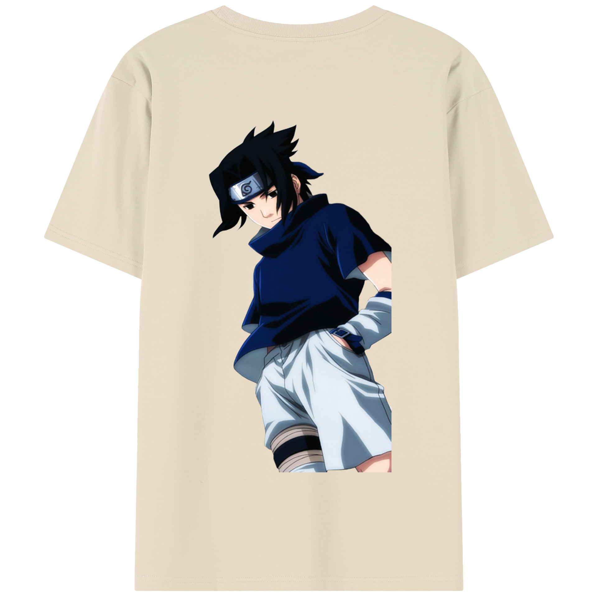 （画像用） NARUTO -ナルト- うちは サスケ Uchiha Sasuke 綿100％半袖Tシャツ（背面プリント）