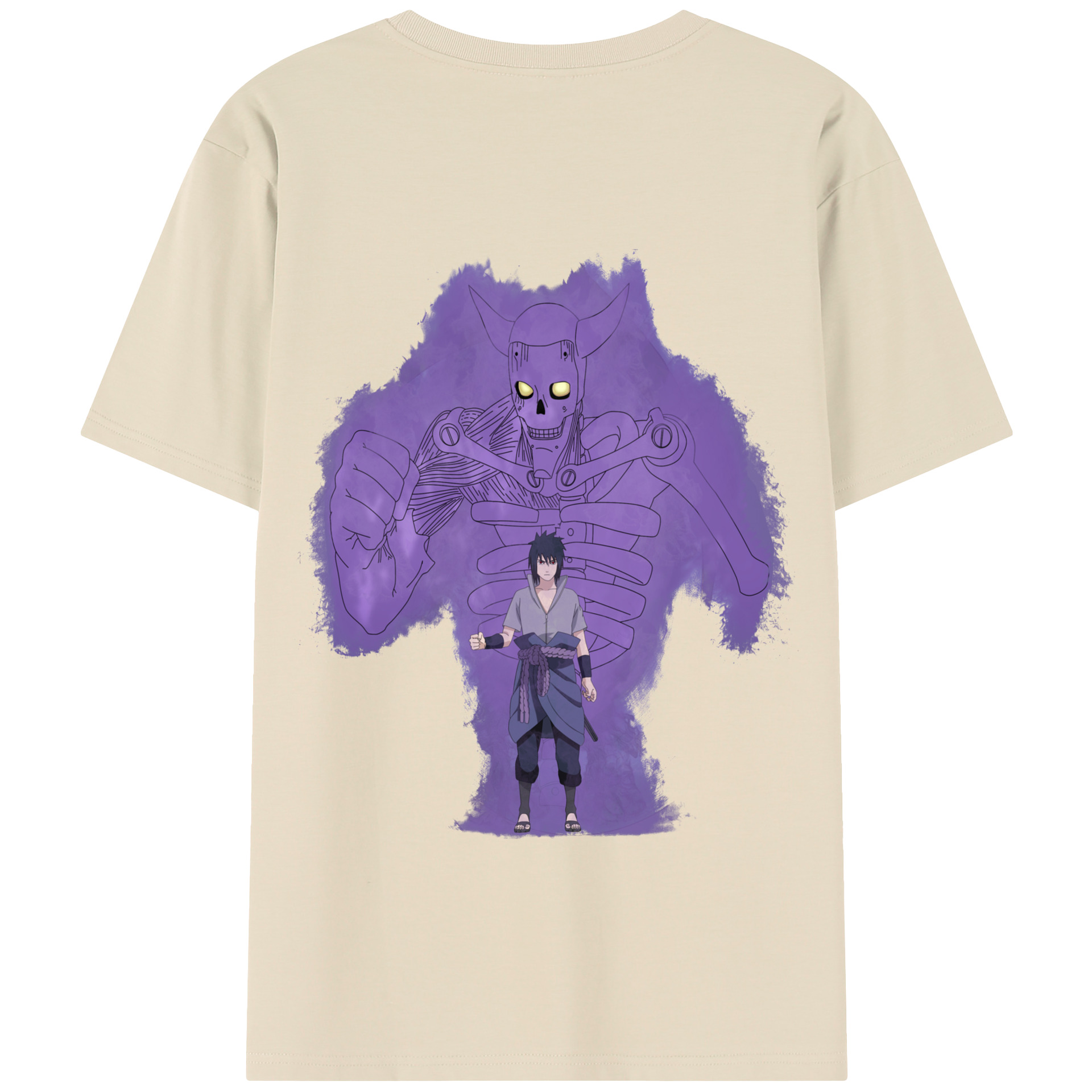 （画像用） NARUTO -ナルト- うちは サスケ Uchiha Sasuke 綿100％半袖Tシャツ（背面プリント）