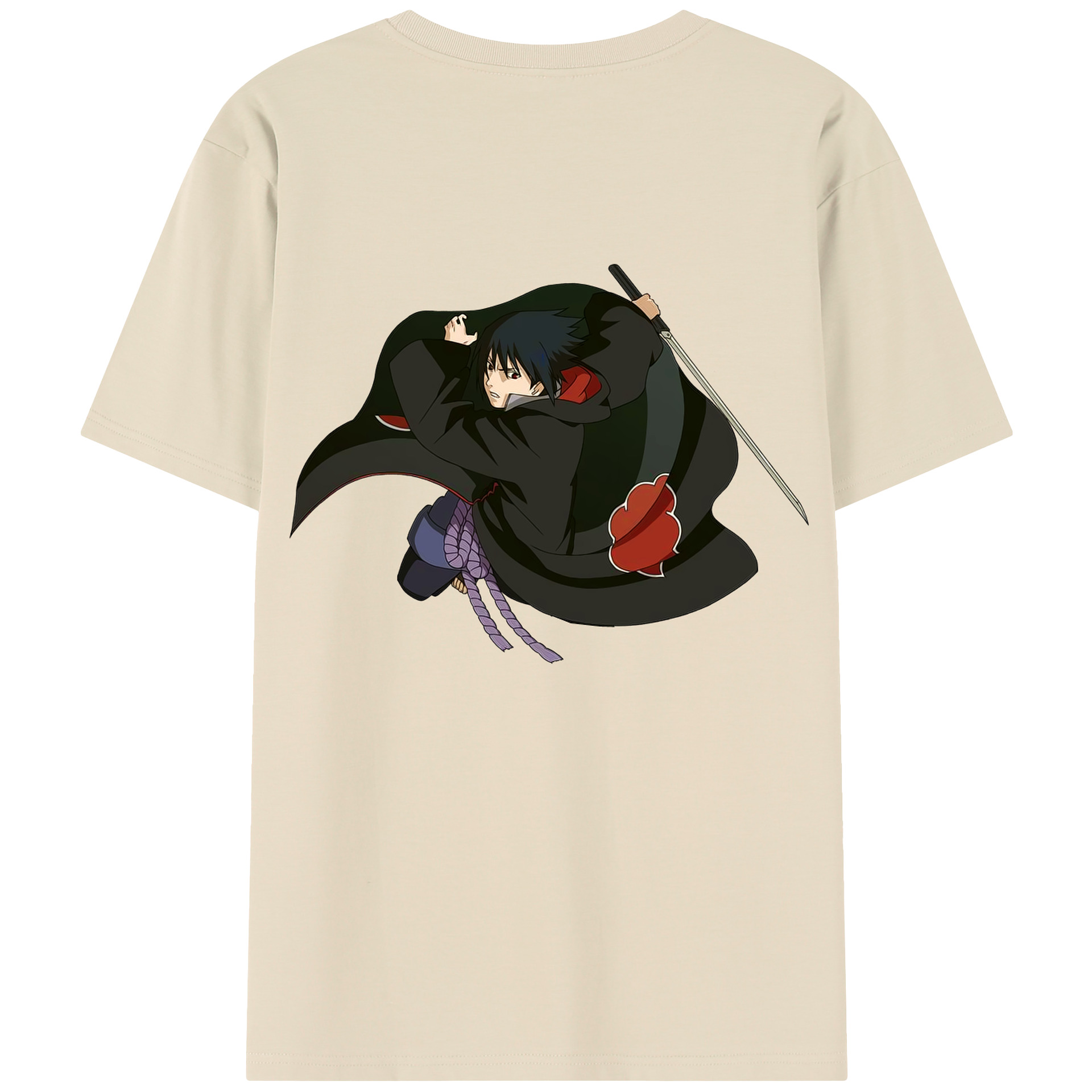 （画像用） NARUTO -ナルト- うちは サスケ Uchiha Sasuke 綿100％半袖Tシャツ（背面プリント）