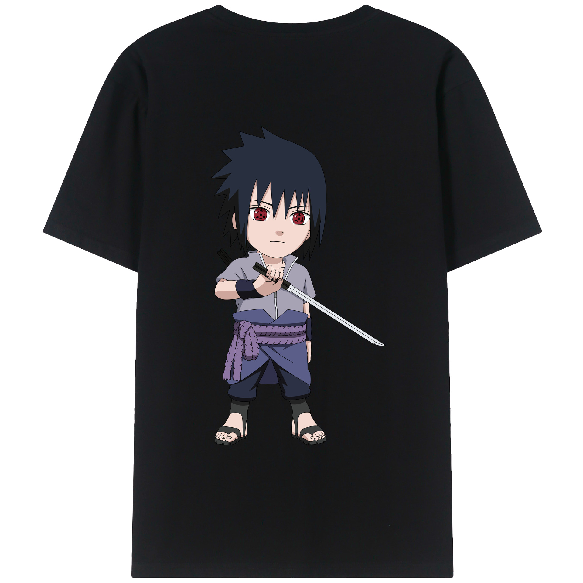 （画像用） NARUTO -ナルト- うちは サスケ Uchiha Sasuke 綿100％半袖Tシャツ（背面プリント）