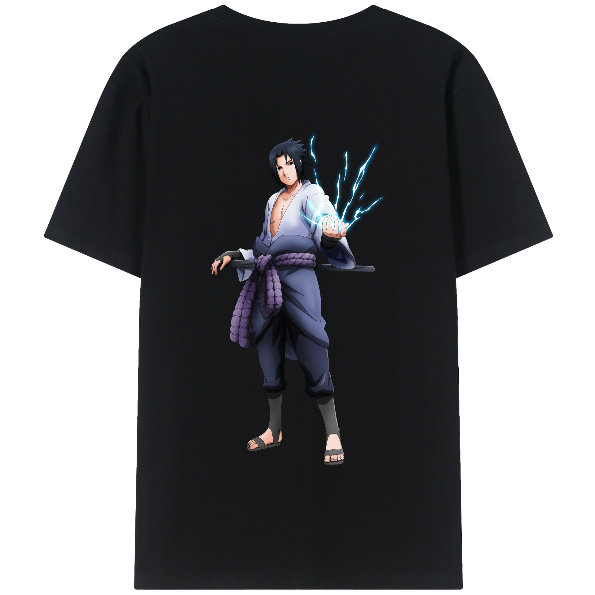 （画像用） NARUTO -ナルト- うちは サスケ Uchiha Sasuke 綿100％半袖Tシャツ（背面プリント）