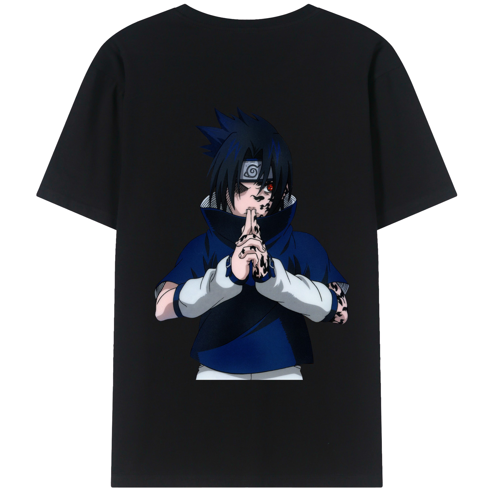 （画像用） NARUTO -ナルト- うちは サスケ Uchiha Sasuke 綿100％半袖Tシャツ（背面プリント）