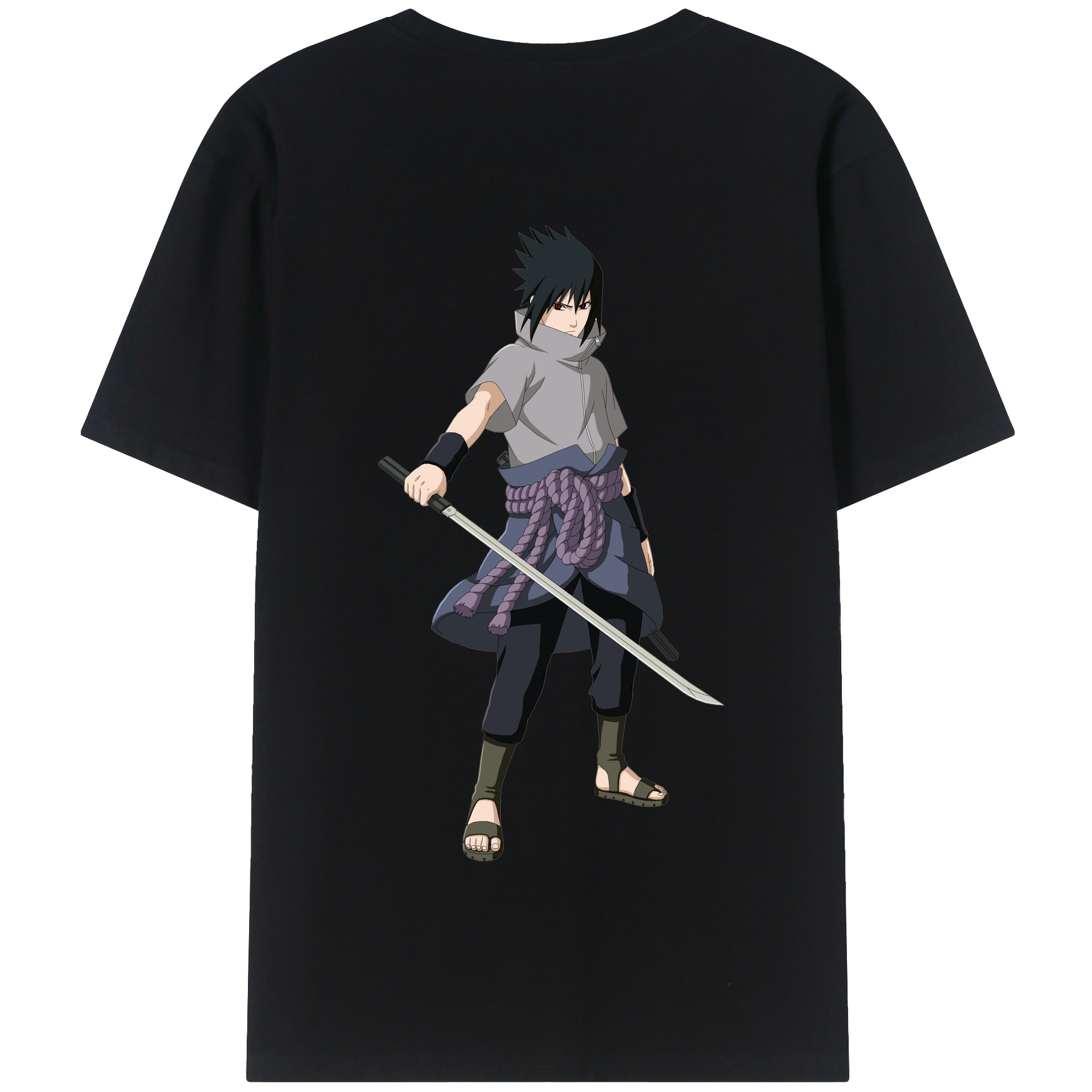 （画像用） NARUTO -ナルト- うちは サスケ Uchiha Sasuke 綿100％半袖Tシャツ（背面プリント）