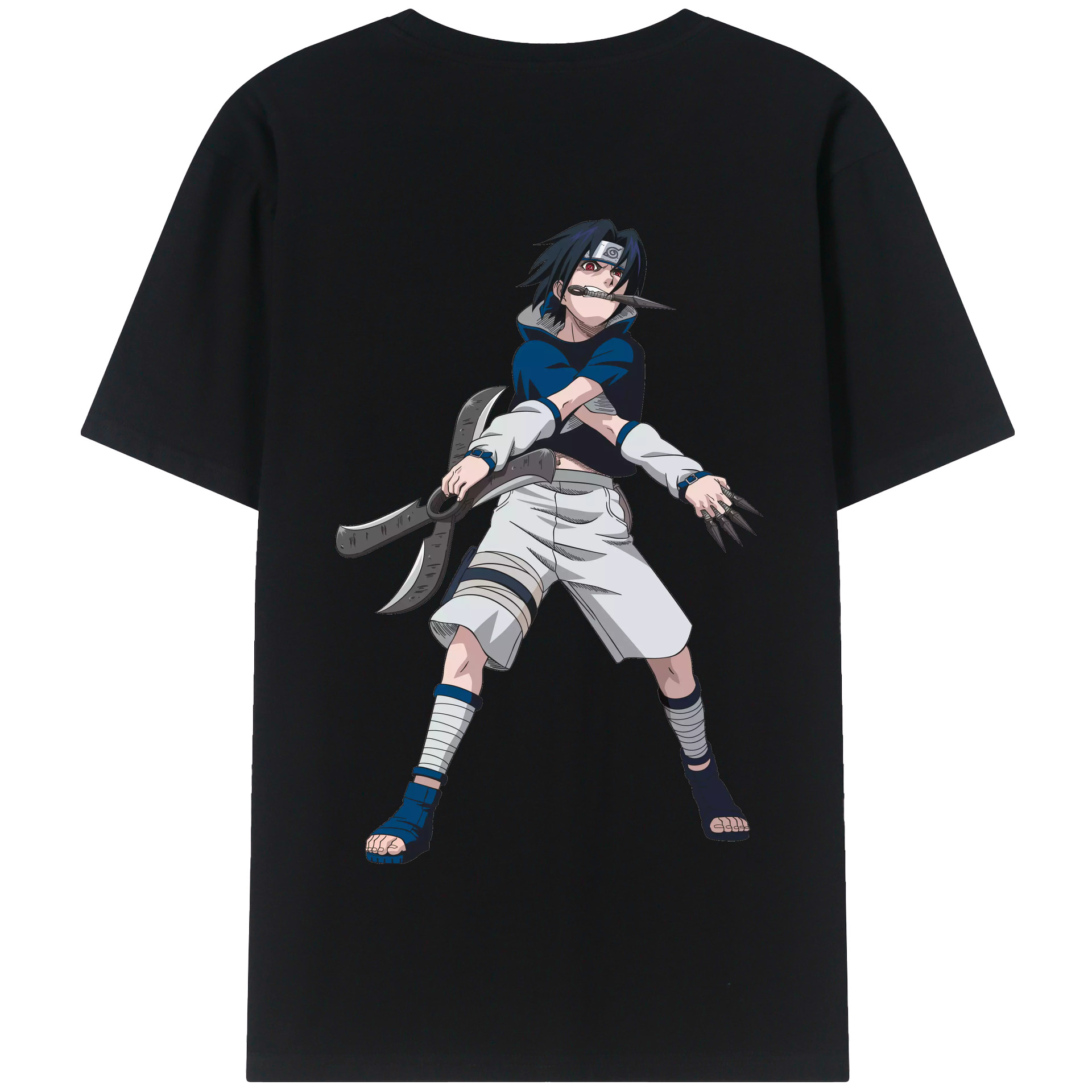 （画像用） NARUTO -ナルト- うちは サスケ Uchiha Sasuke 綿100％半袖Tシャツ（背面プリント）
