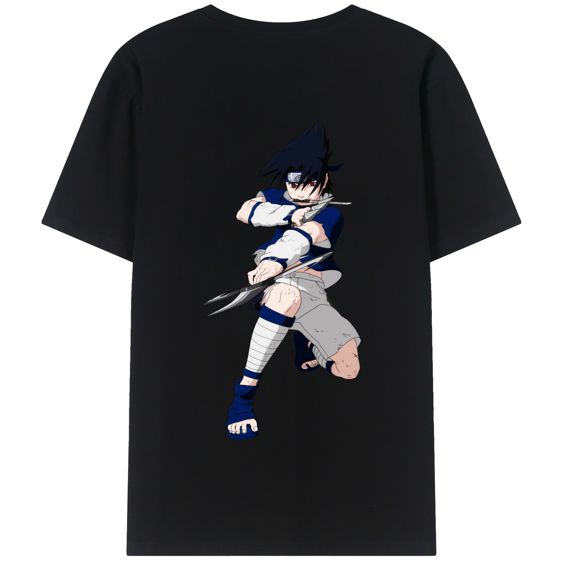 （画像用） NARUTO -ナルト- うちは サスケ Uchiha Sasuke 綿100％半袖Tシャツ（背面プリント）
