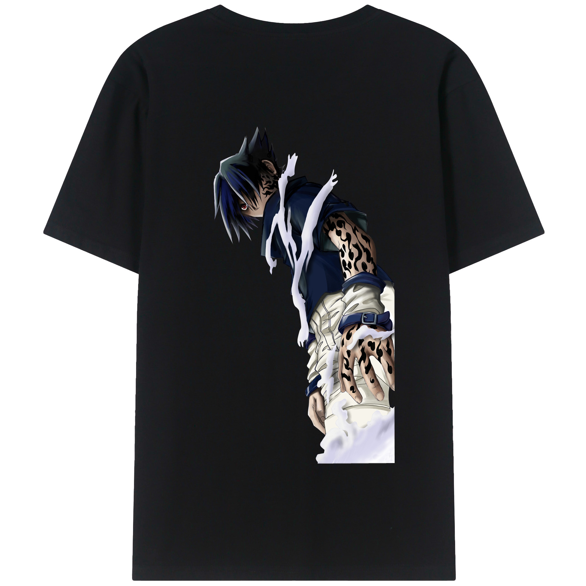 （画像用） NARUTO -ナルト- うちは サスケ Uchiha Sasuke 綿100％半袖Tシャツ（背面プリント）